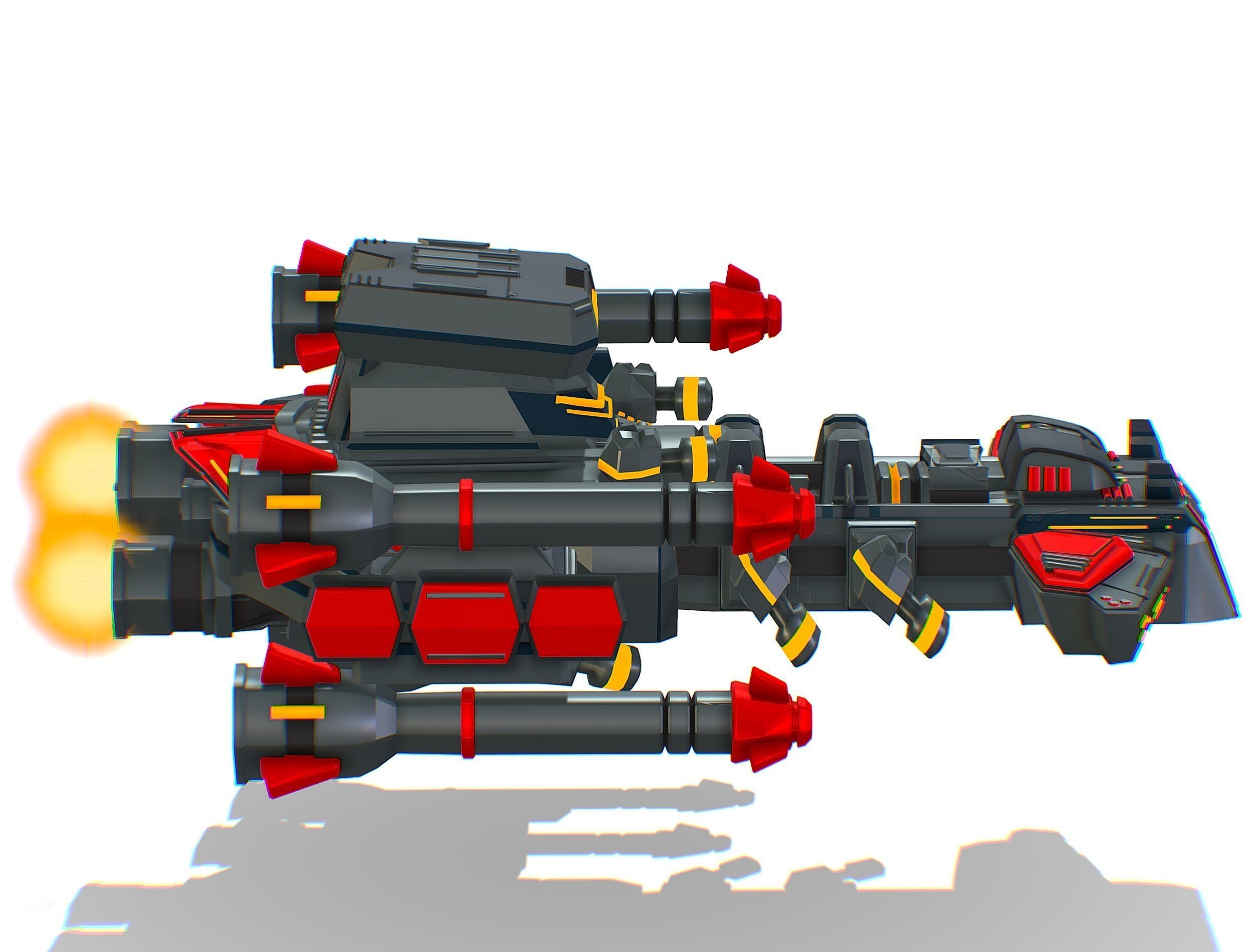 Animated Flying Military Battlecruiser Low-poly 3D model_13