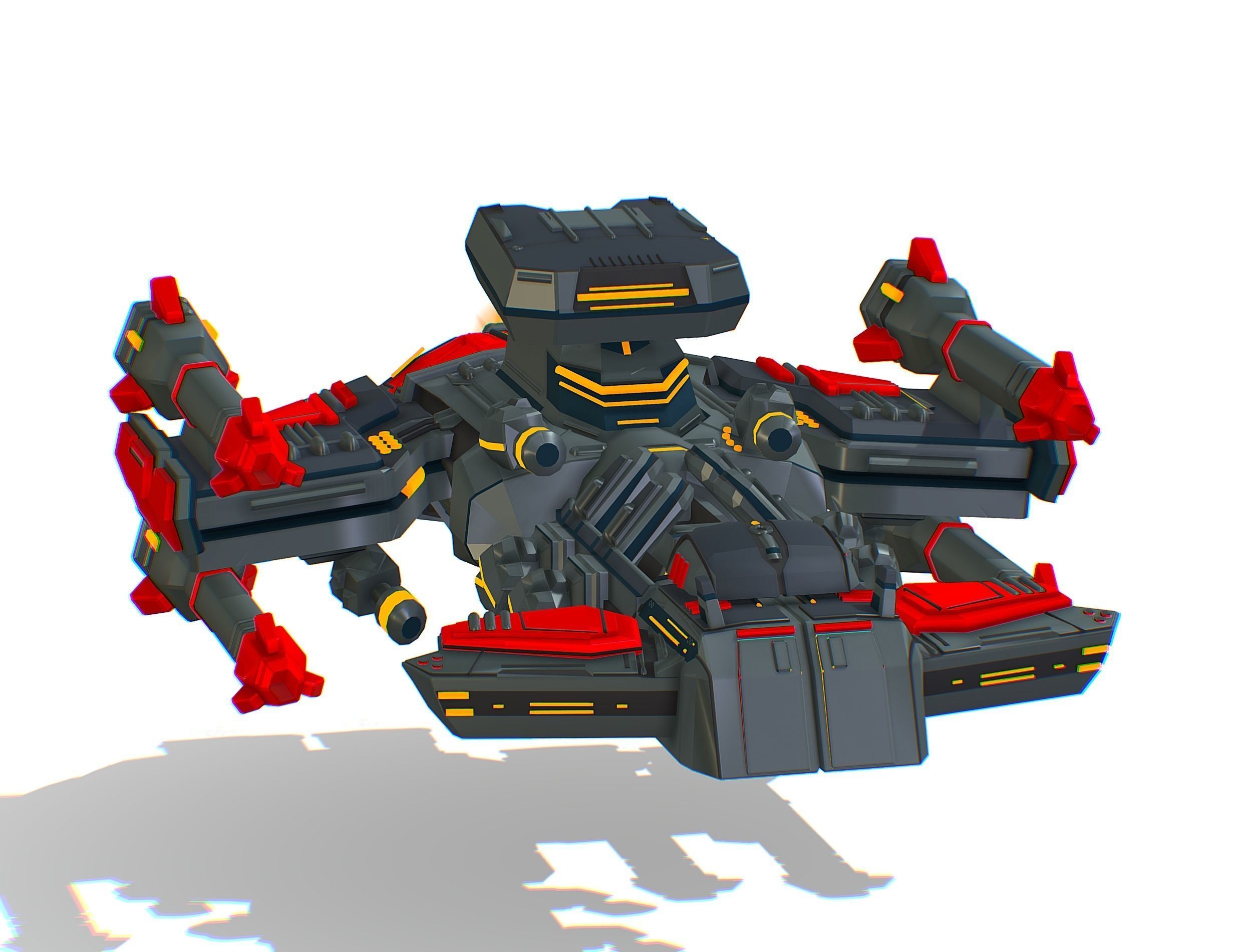 Animated Flying Military Battlecruiser Low-poly 3D model_8