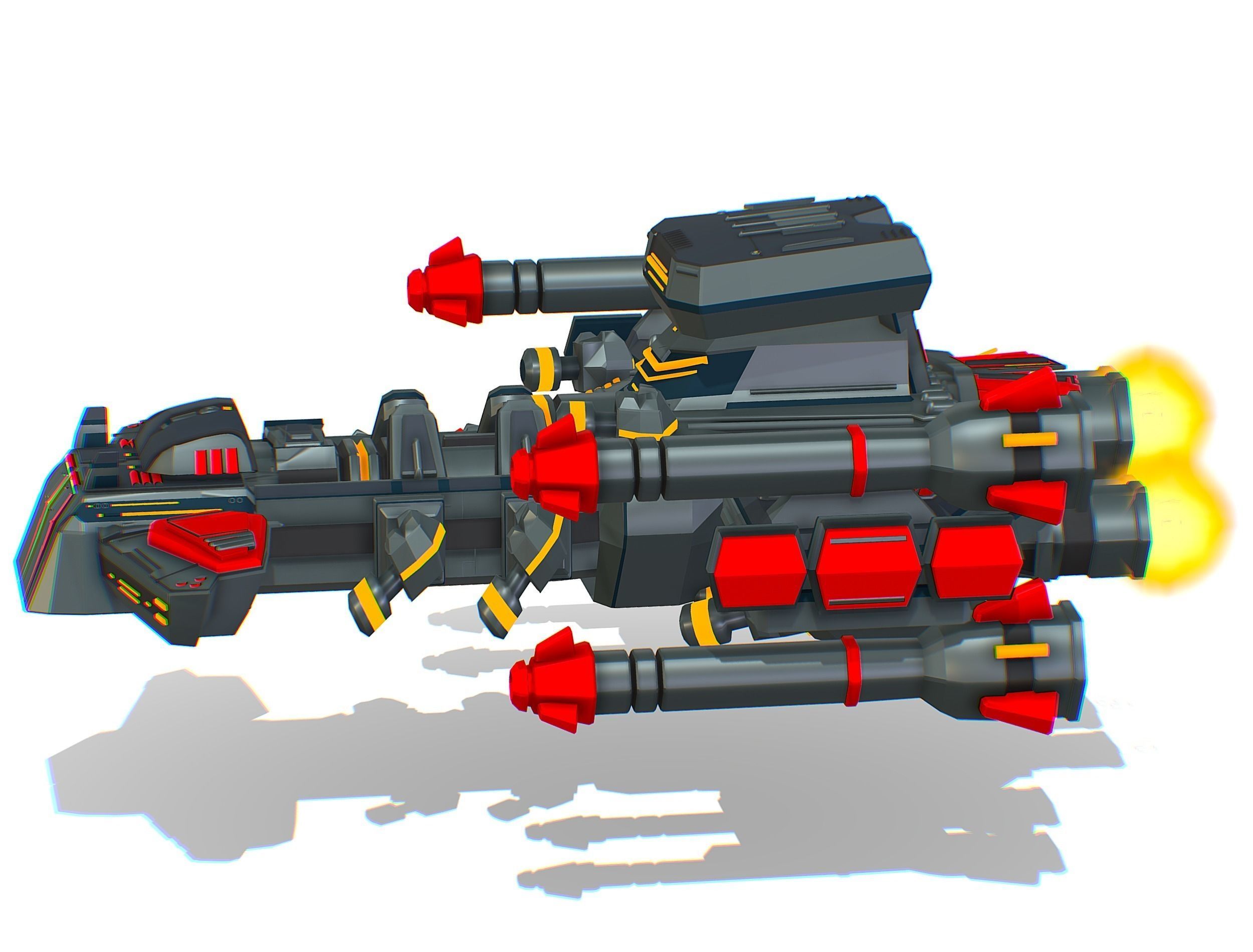 Animated Flying Military Battlecruiser Low-poly 3D model_24