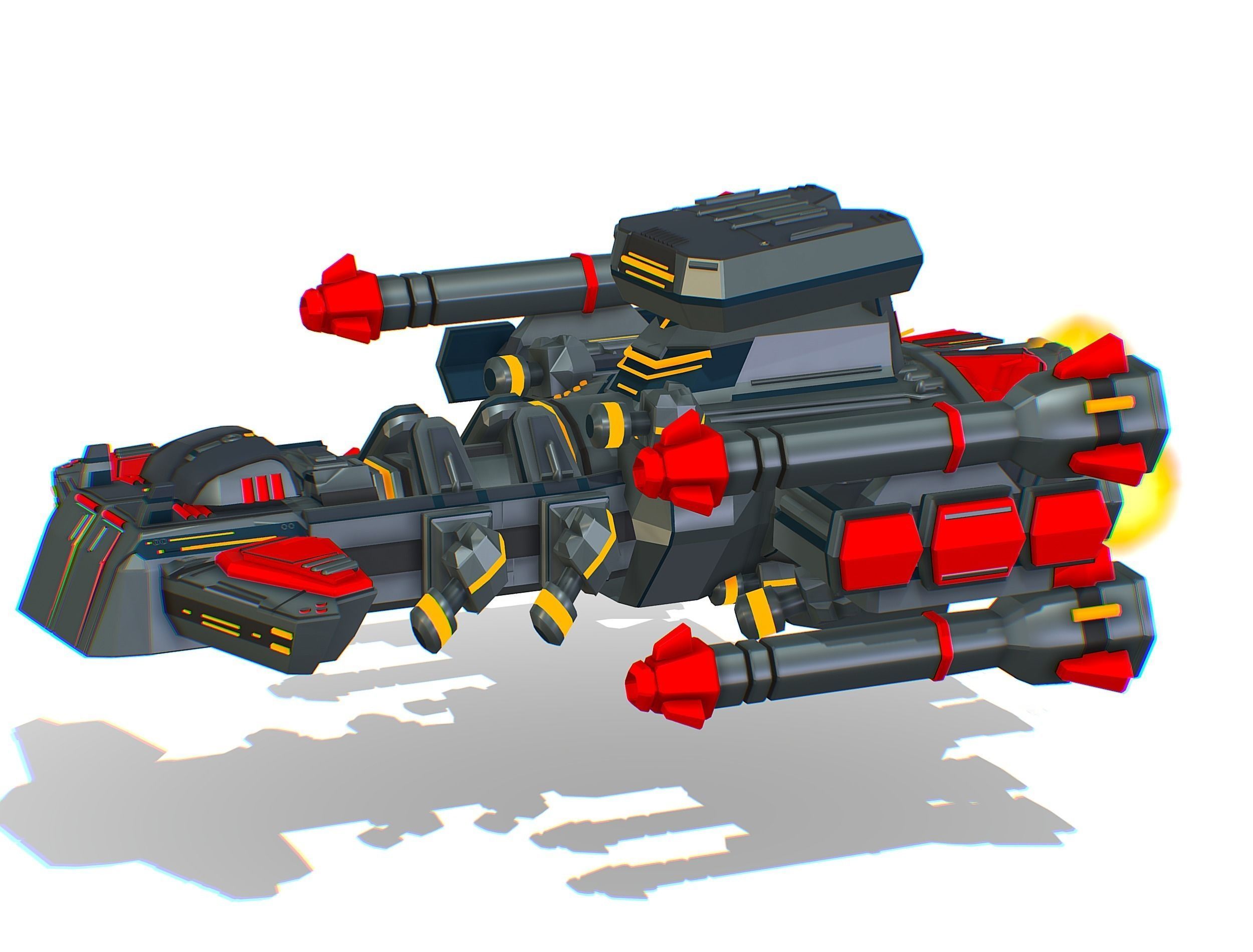 Animated Flying Military Battlecruiser Low-poly 3D model_25
