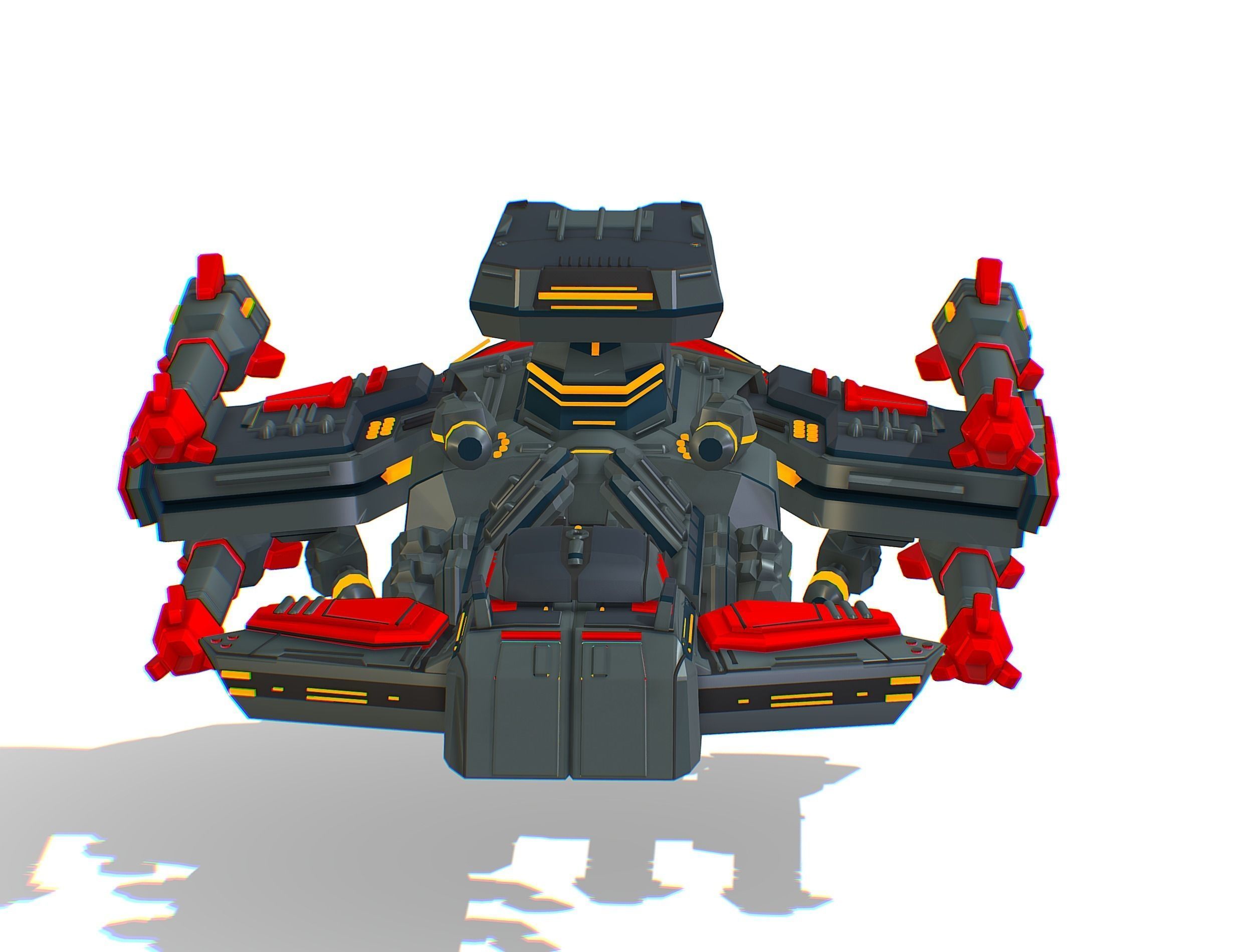 Animated Flying Military Battlecruiser Low-poly 3D model_7