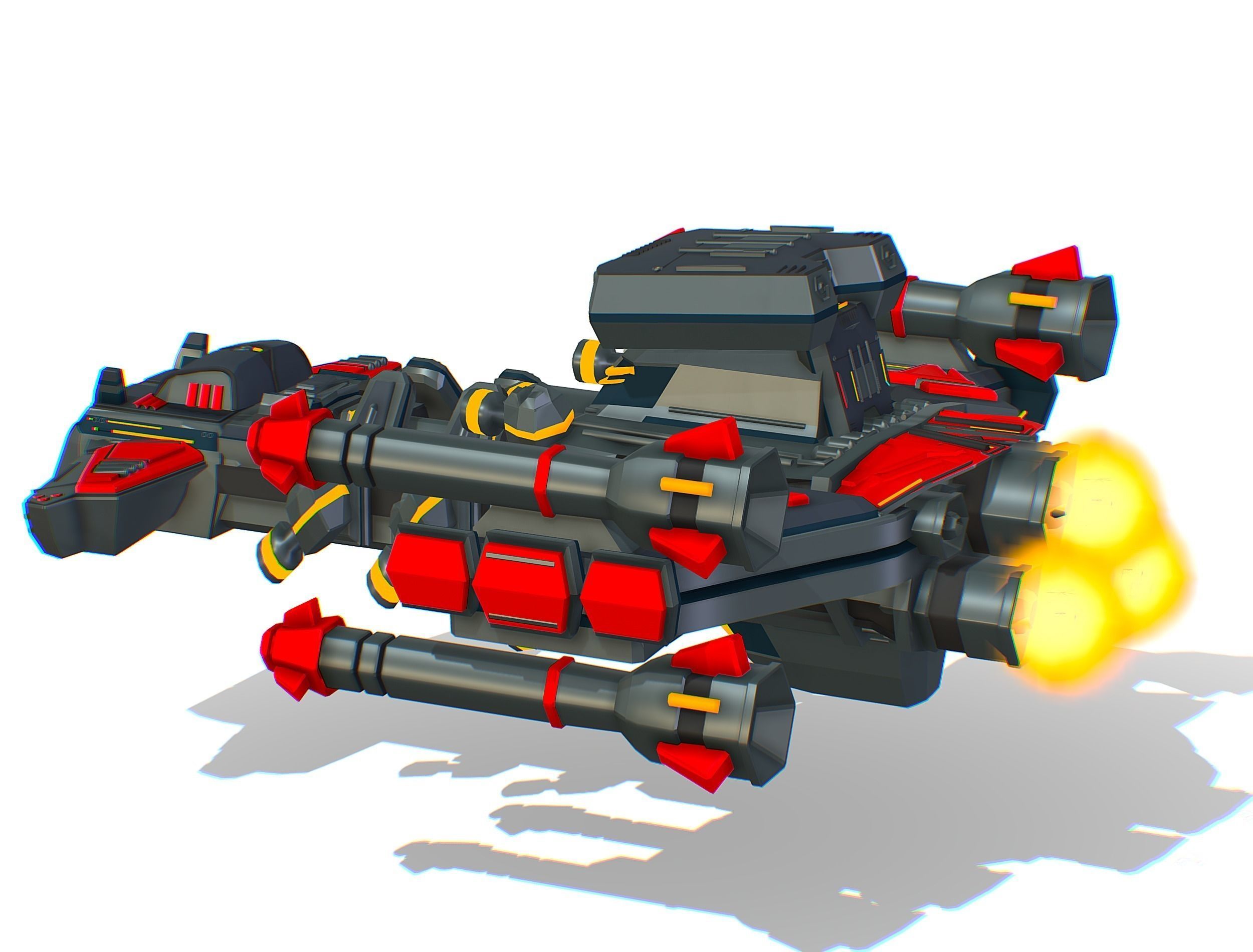 Animated Flying Military Battlecruiser Low-poly 3D model_22