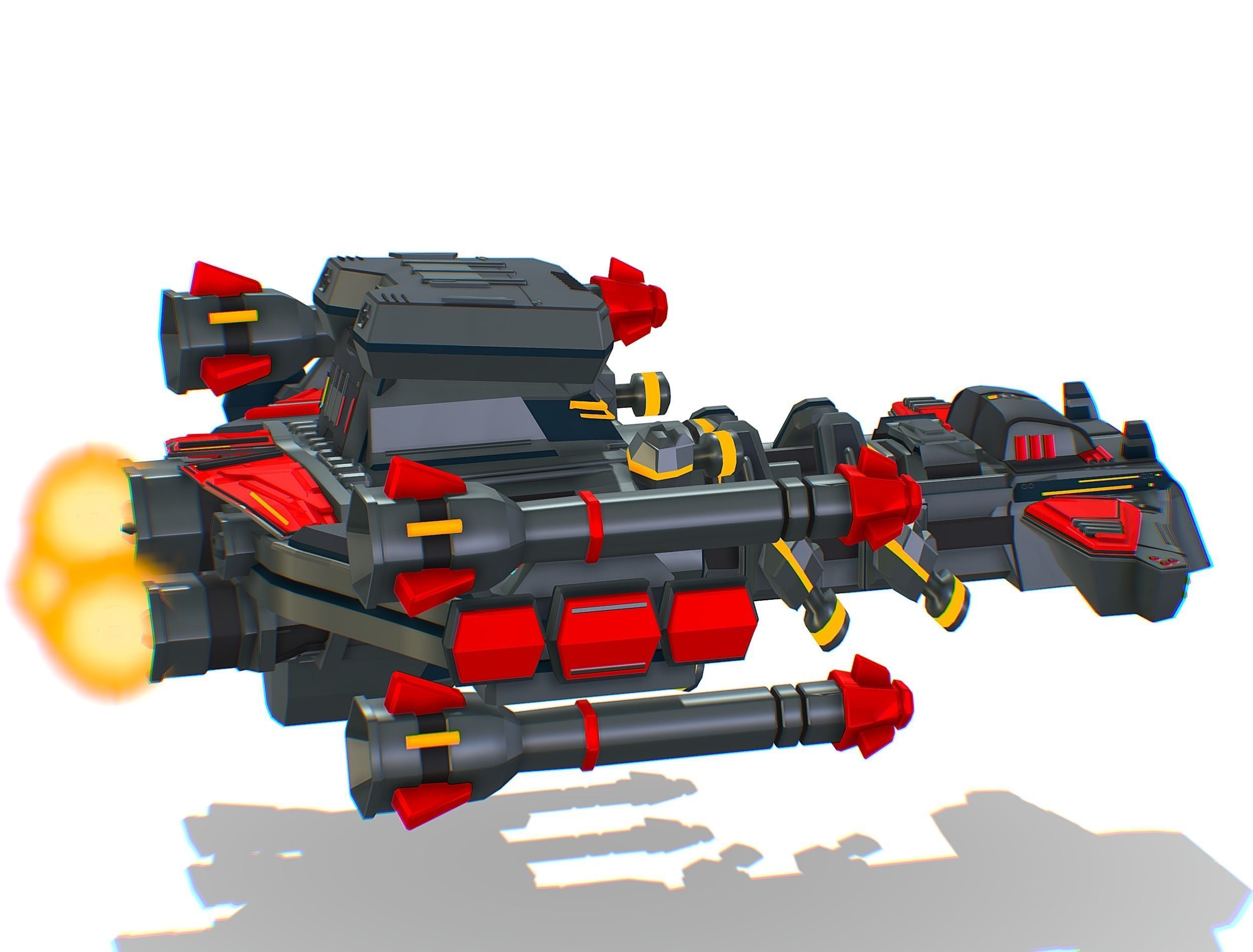 Animated Flying Military Battlecruiser Low-poly 3D model_14