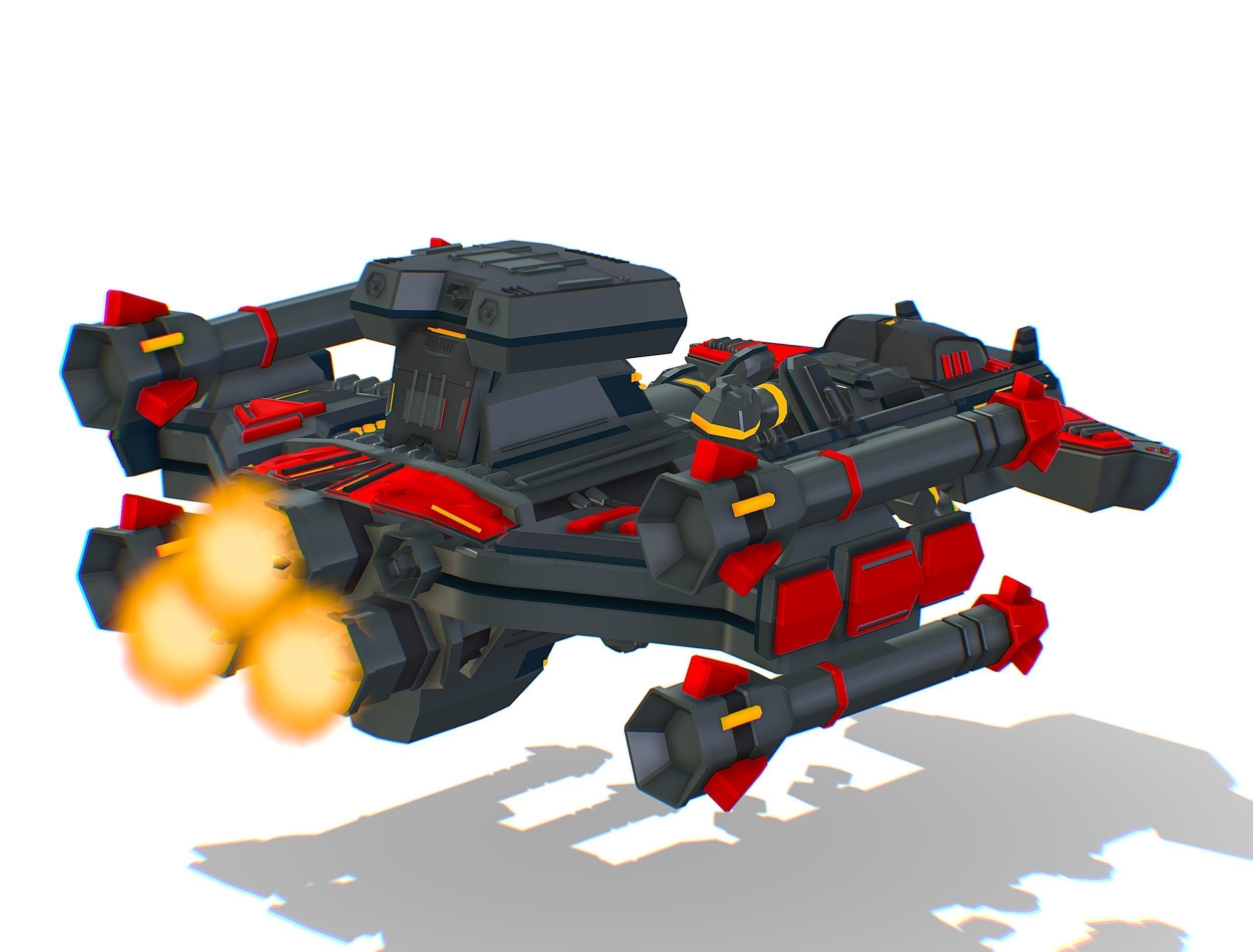 Animated Flying Military Battlecruiser Low-poly 3D model_16