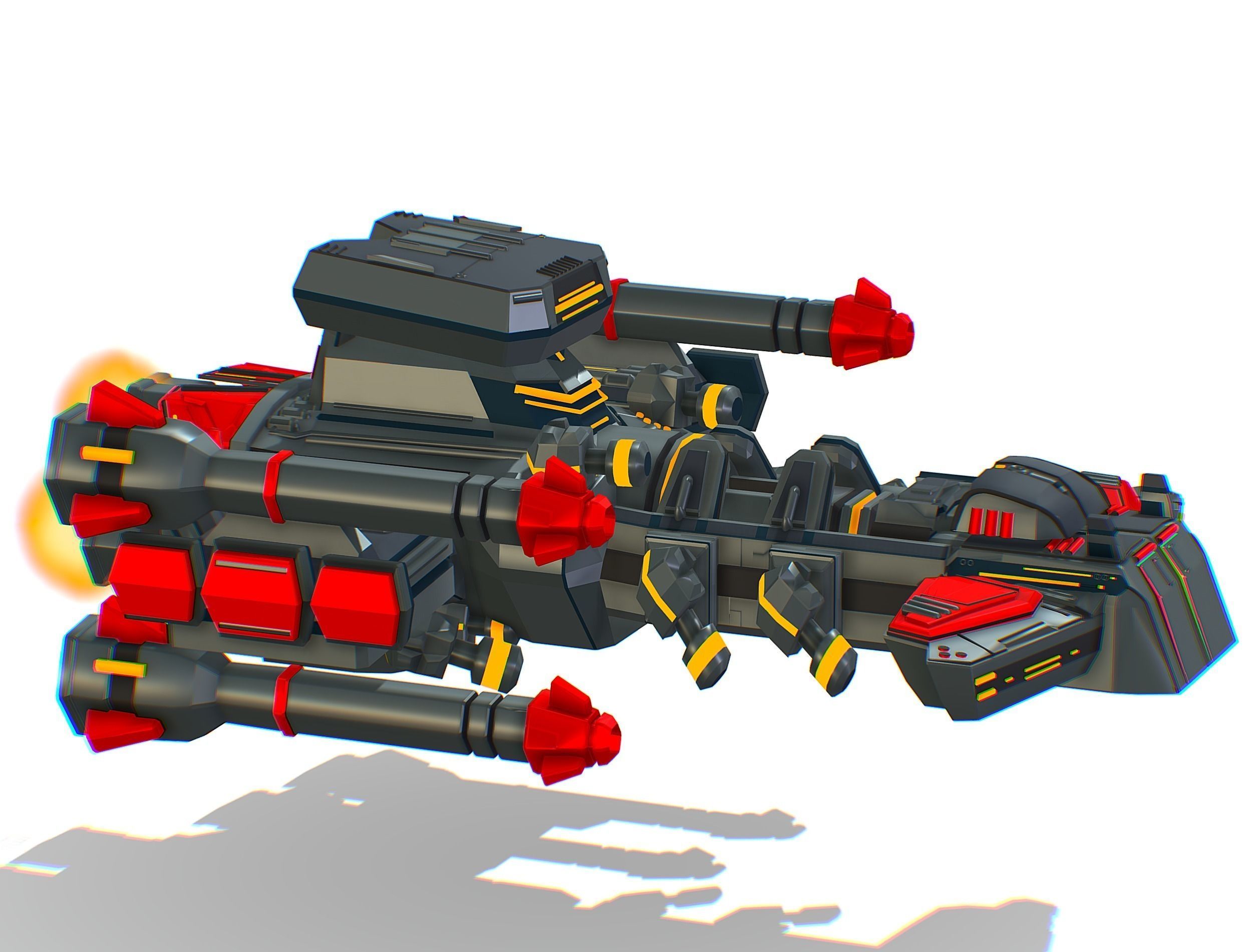 Animated Flying Military Battlecruiser Low-poly 3D model_11