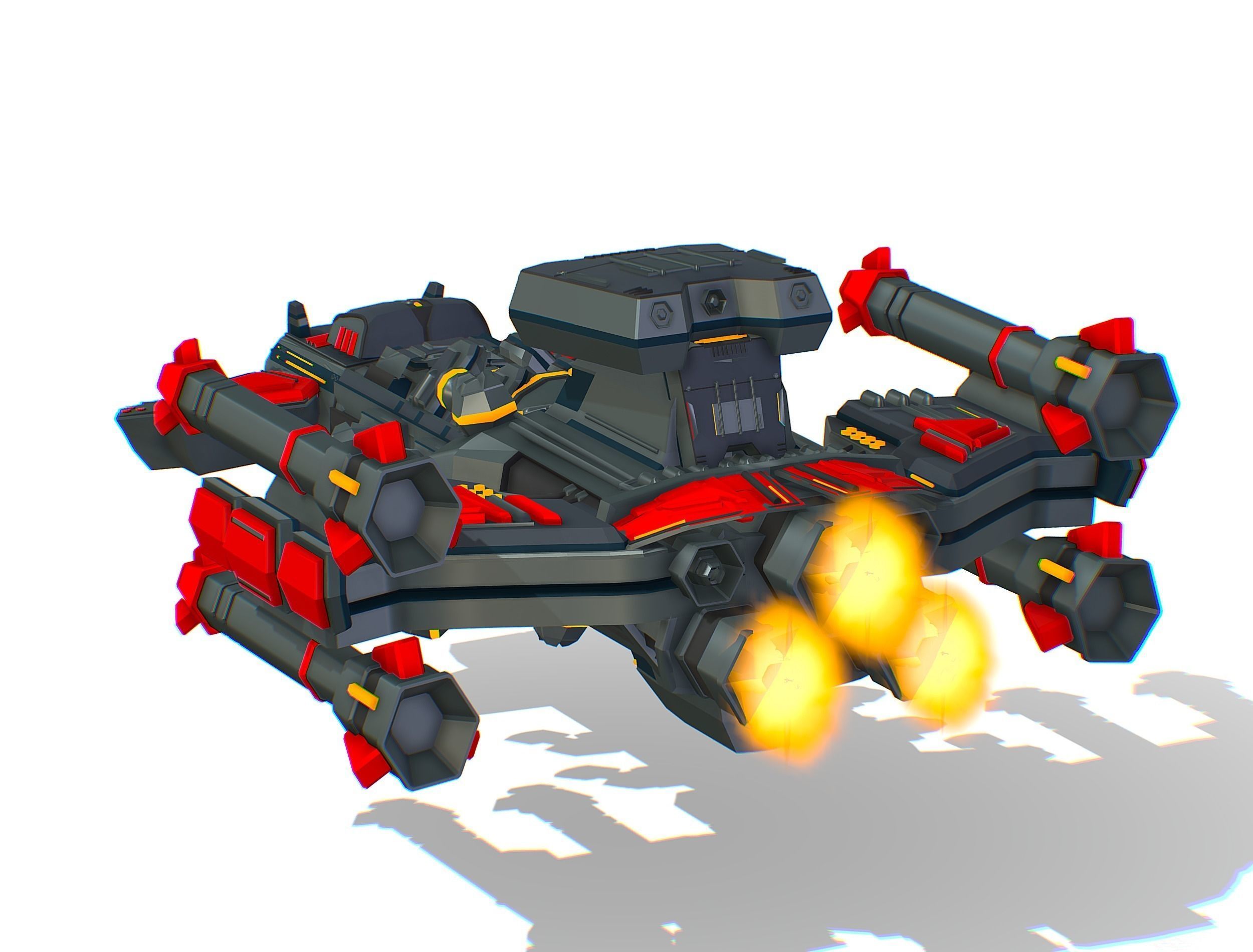 Animated Flying Military Battlecruiser Low-poly 3D model_20