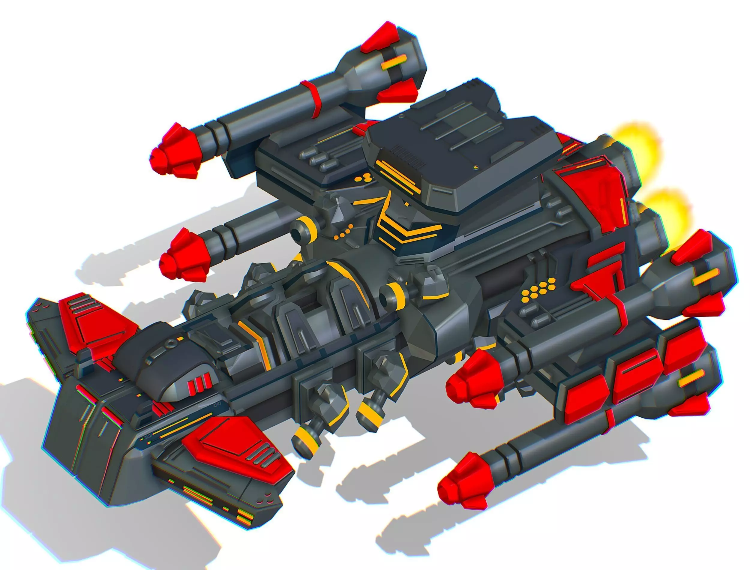 Animated Flying Military Battlecruiser Low-poly 3D model_0
