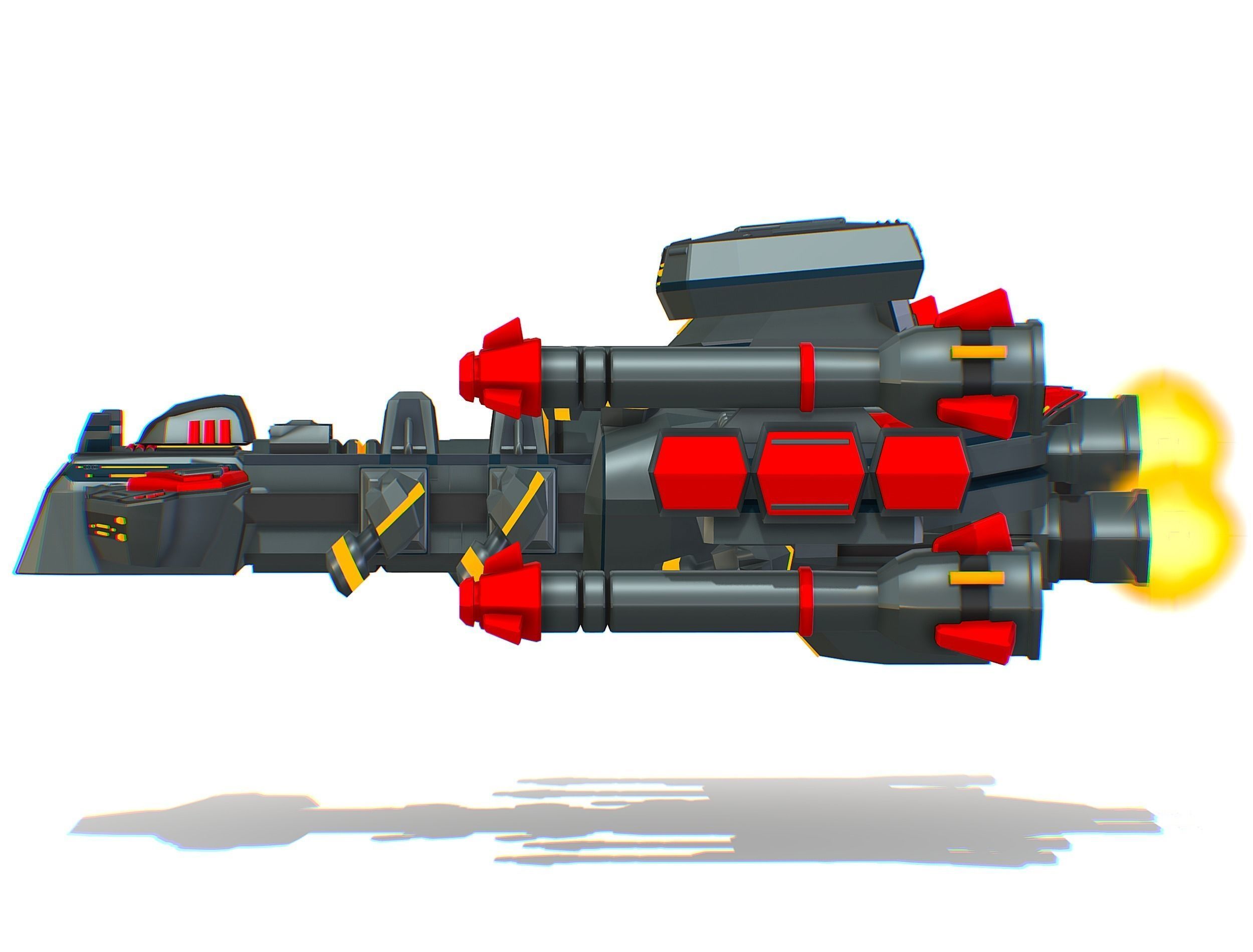 Animated Flying Military Battlecruiser Low-poly 3D model_26