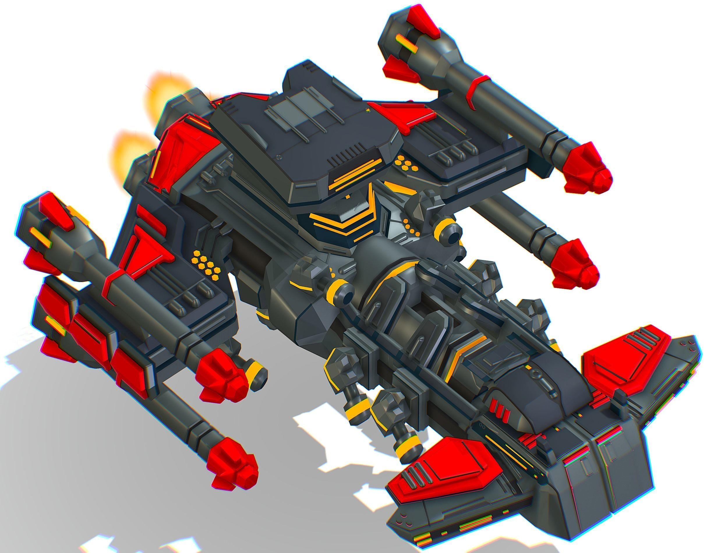 Animated Flying Military Battlecruiser Low-poly 3D model_31