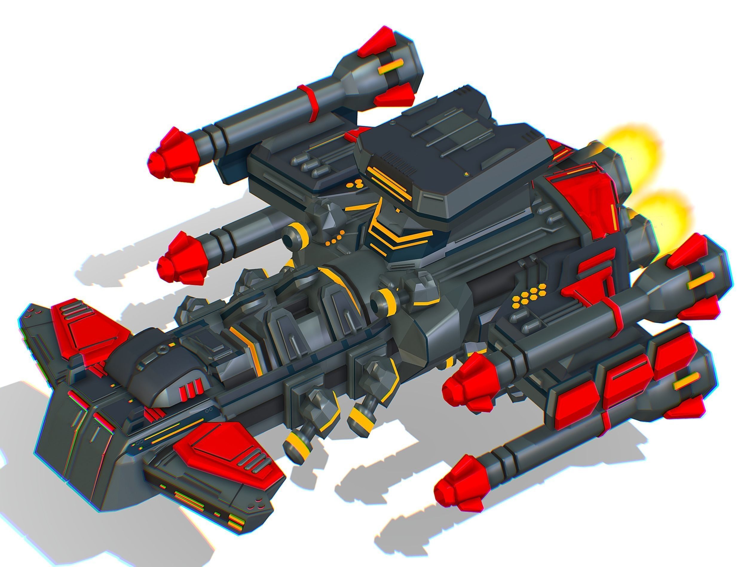 Animated Flying Military Battlecruiser Low-poly 3D model_1