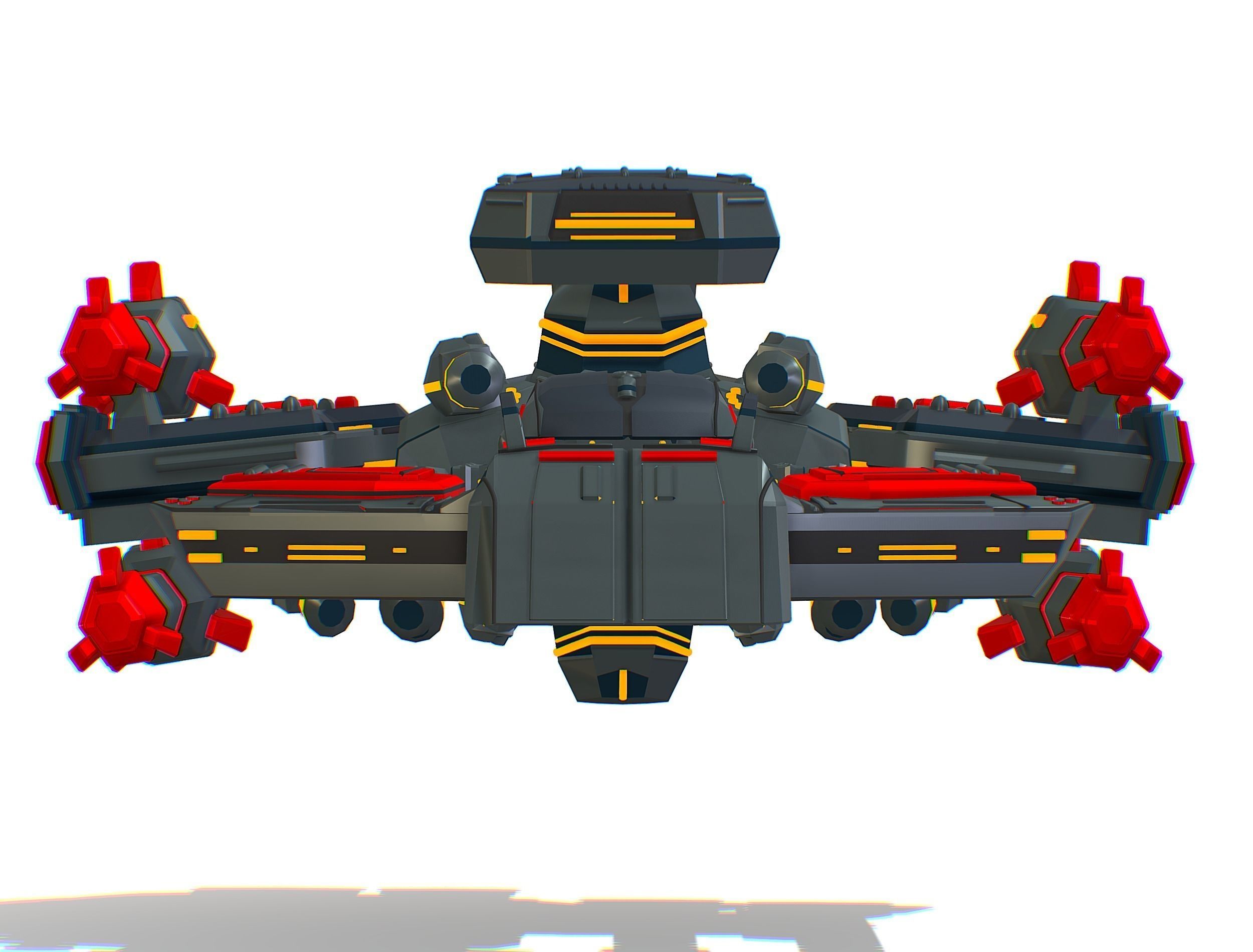 Animated Flying Military Battlecruiser Low-poly 3D model_27