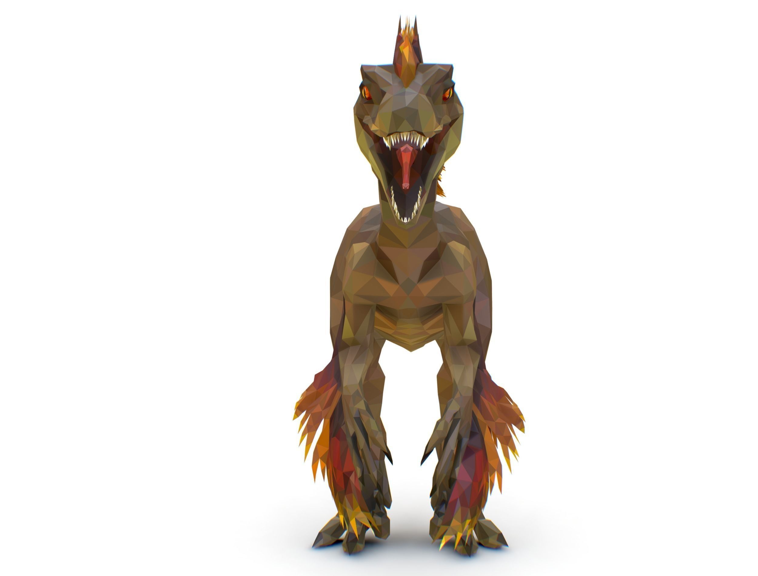 Dinosaur Raptor Feathered Lowpoly Art Animal Low-poly 3D model_6