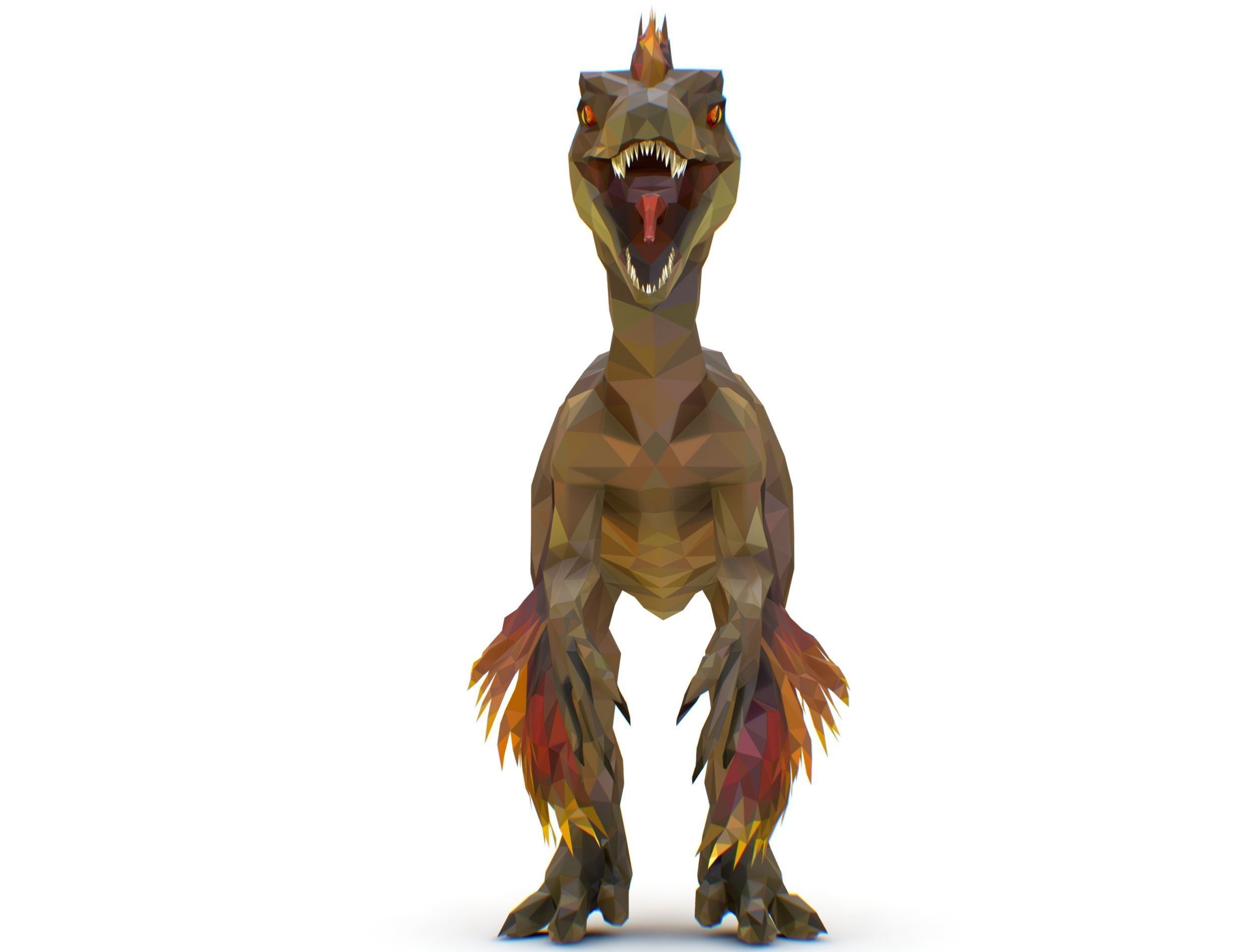 Dinosaur Raptor Feathered Lowpoly Art Animal Low-poly 3D model_26
