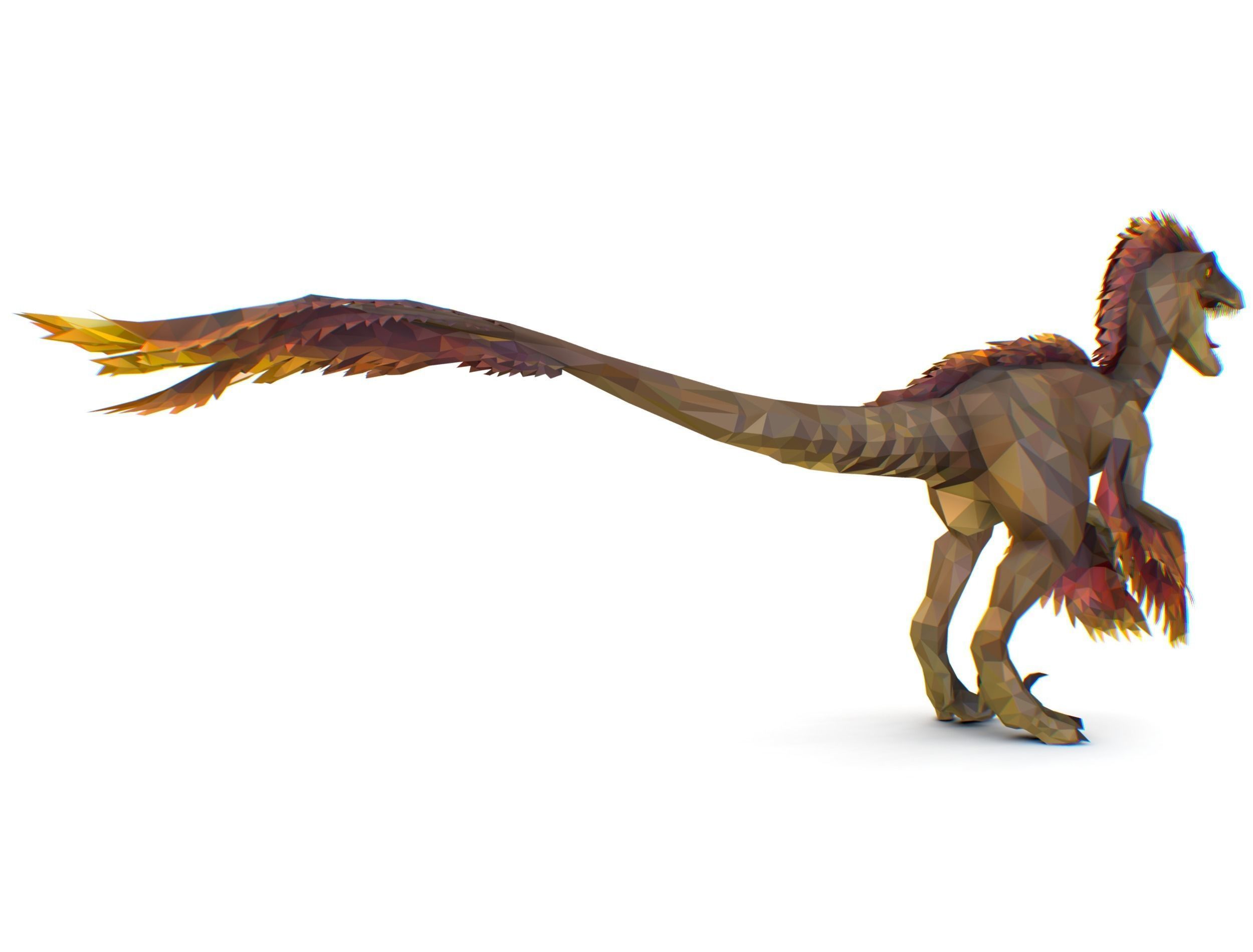 Dinosaur Raptor Feathered Lowpoly Art Animal Low-poly 3D model_14