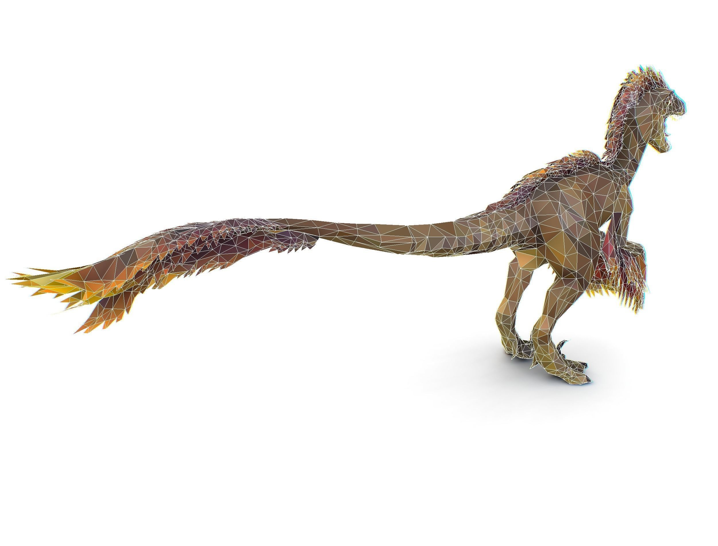 Dinosaur Raptor Feathered Lowpoly Art Animal Low-poly 3D model_35