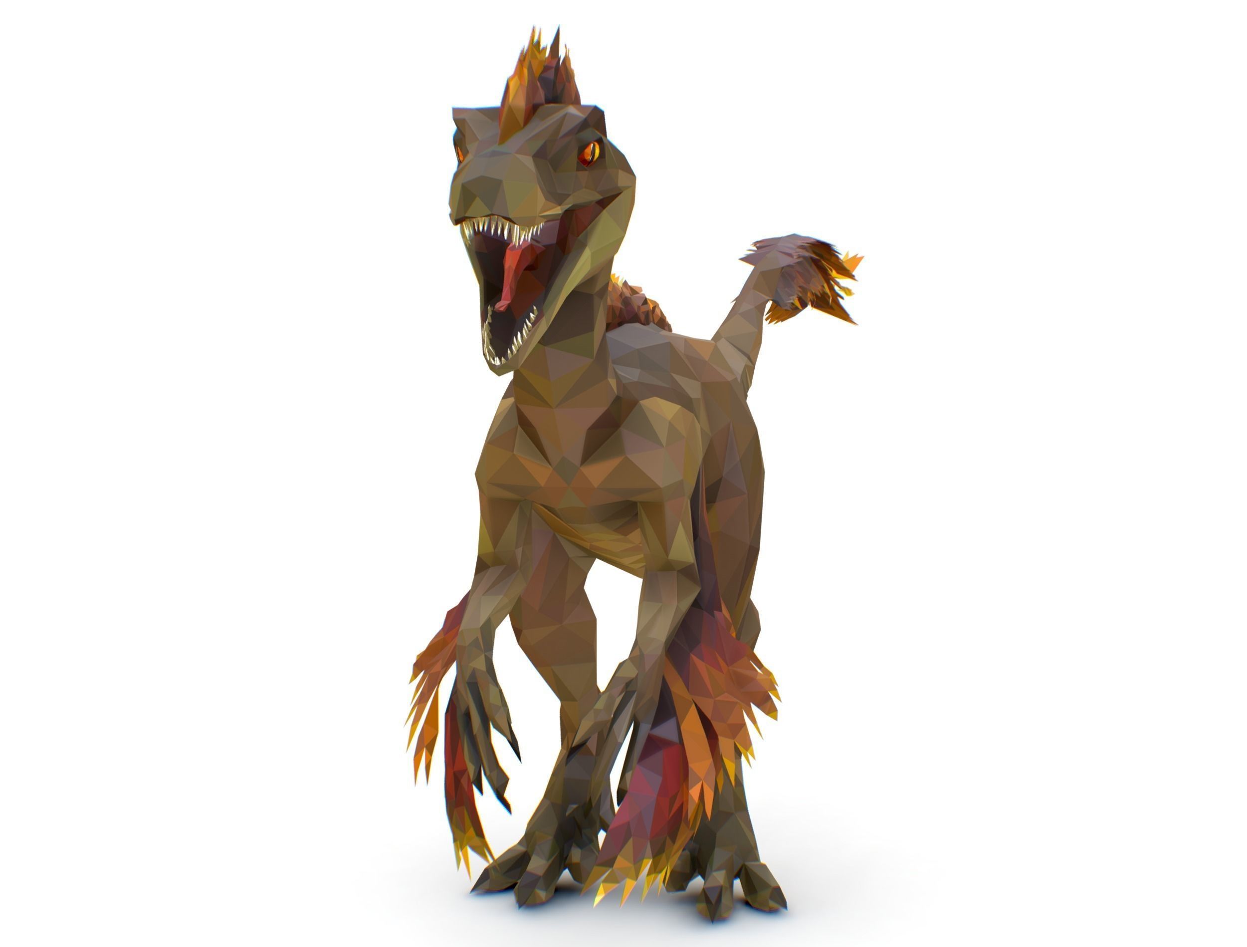 Dinosaur Raptor Feathered Lowpoly Art Animal Low-poly 3D model_5