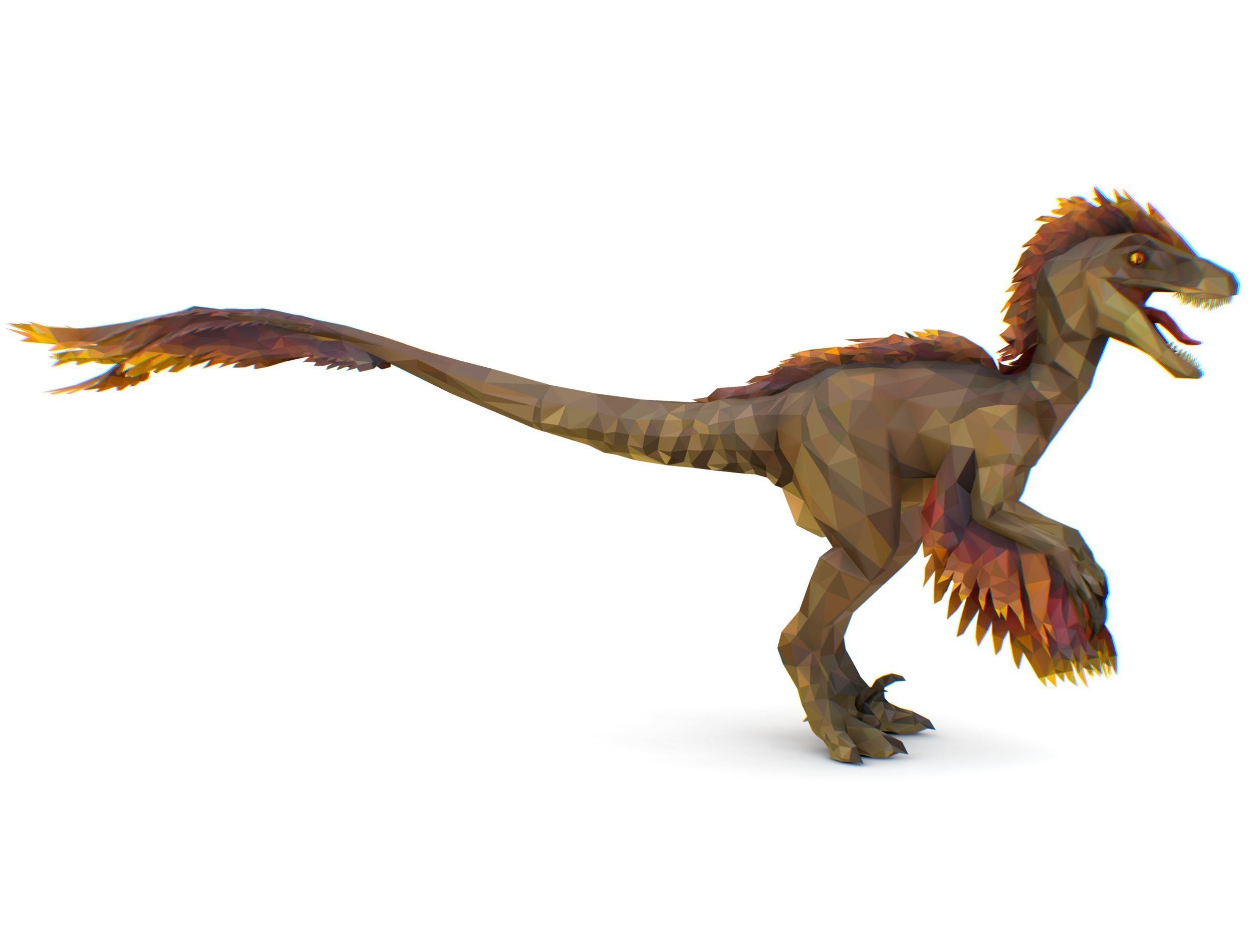 Dinosaur Raptor Feathered Lowpoly Art Animal Low-poly 3D model_11