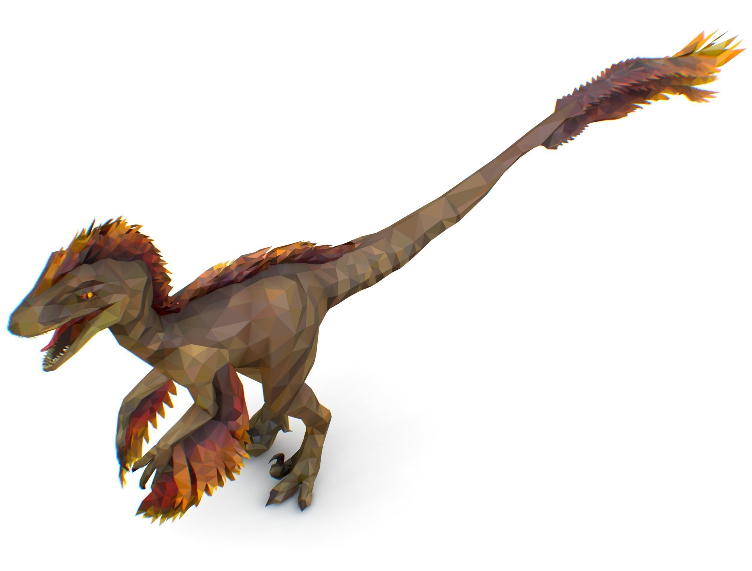 Dinosaur Raptor Feathered Lowpoly Art Animal Low-poly 3D model_29