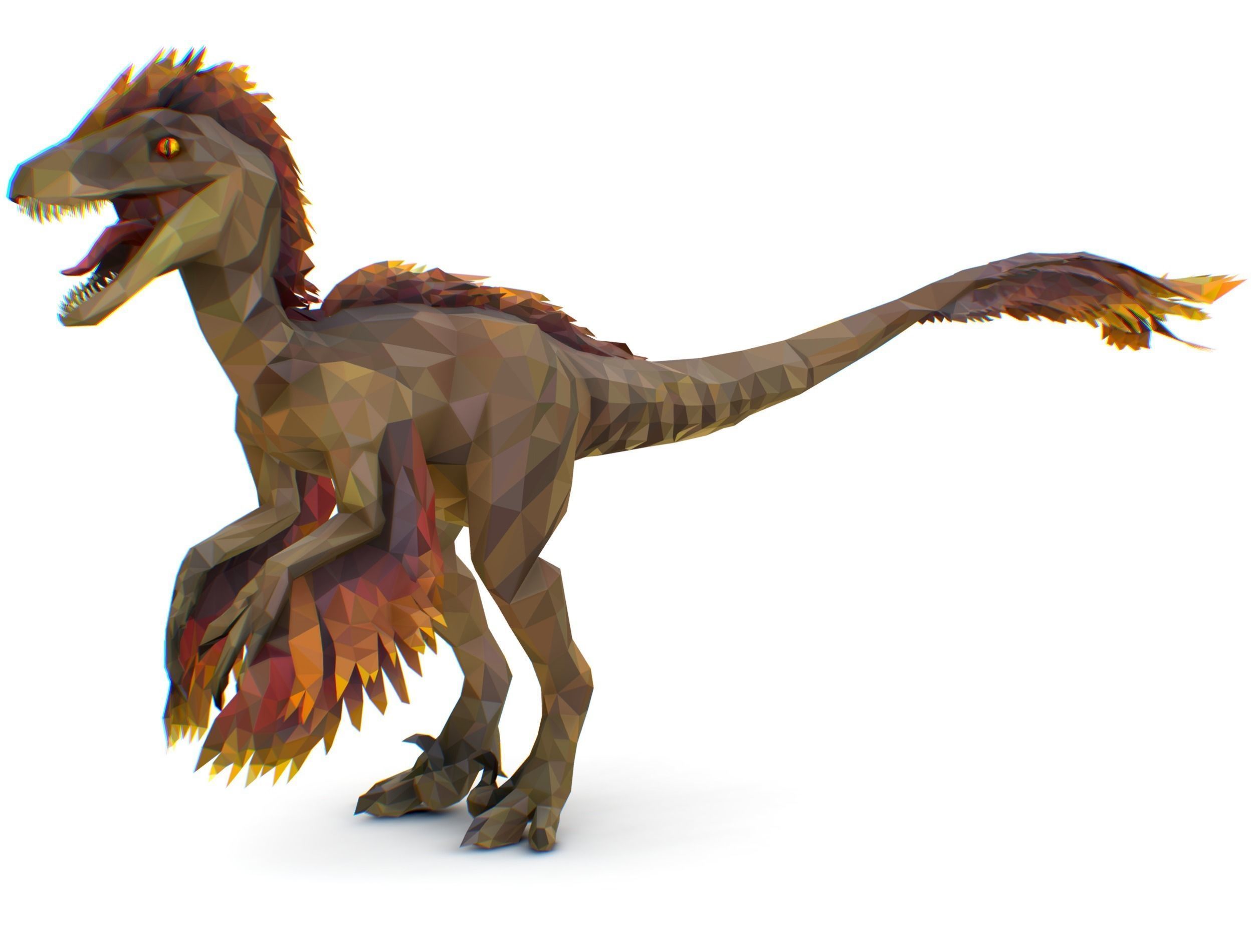 Dinosaur Raptor Feathered Lowpoly Art Animal Low-poly 3D model_1