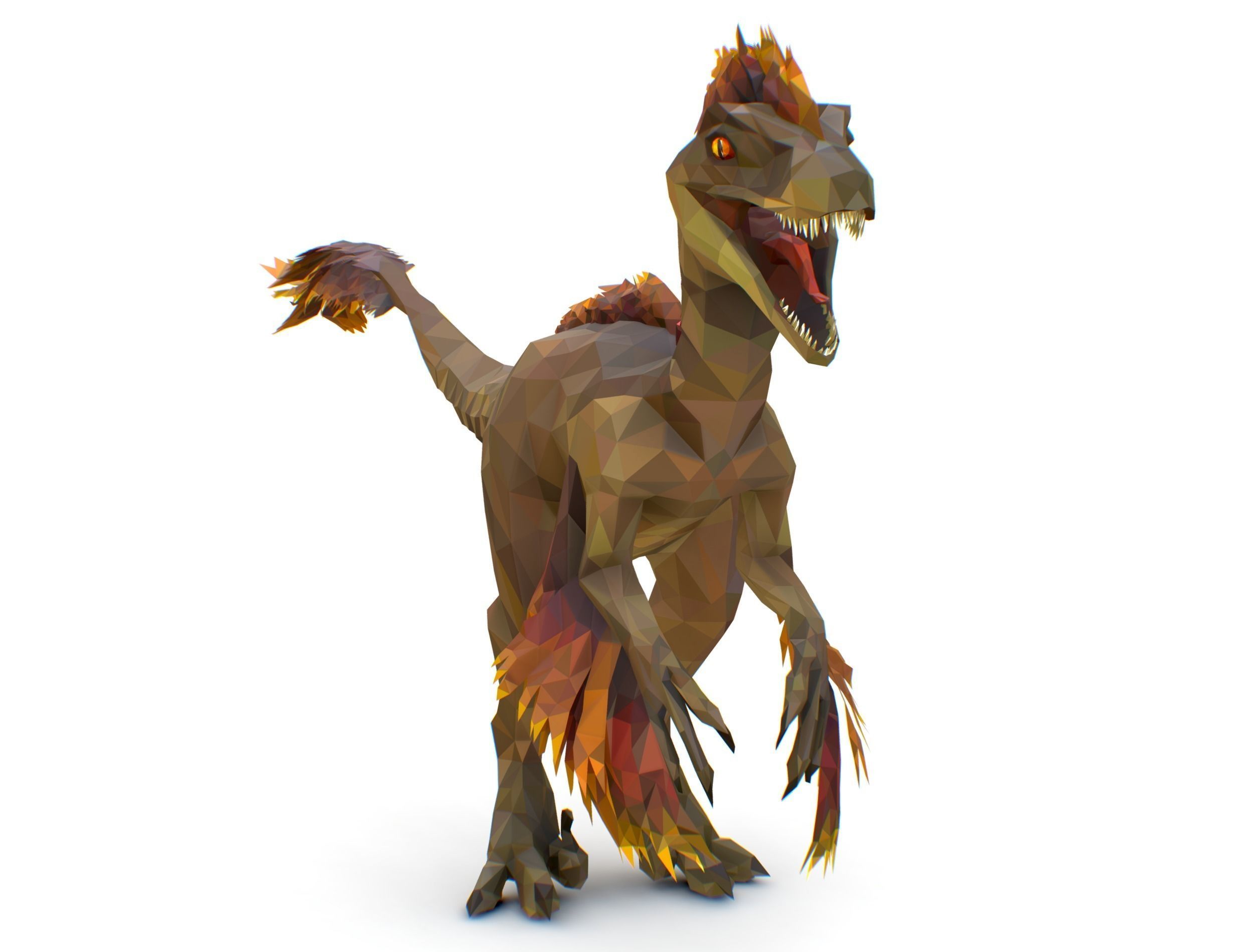 Dinosaur Raptor Feathered Lowpoly Art Animal Low-poly 3D model_8