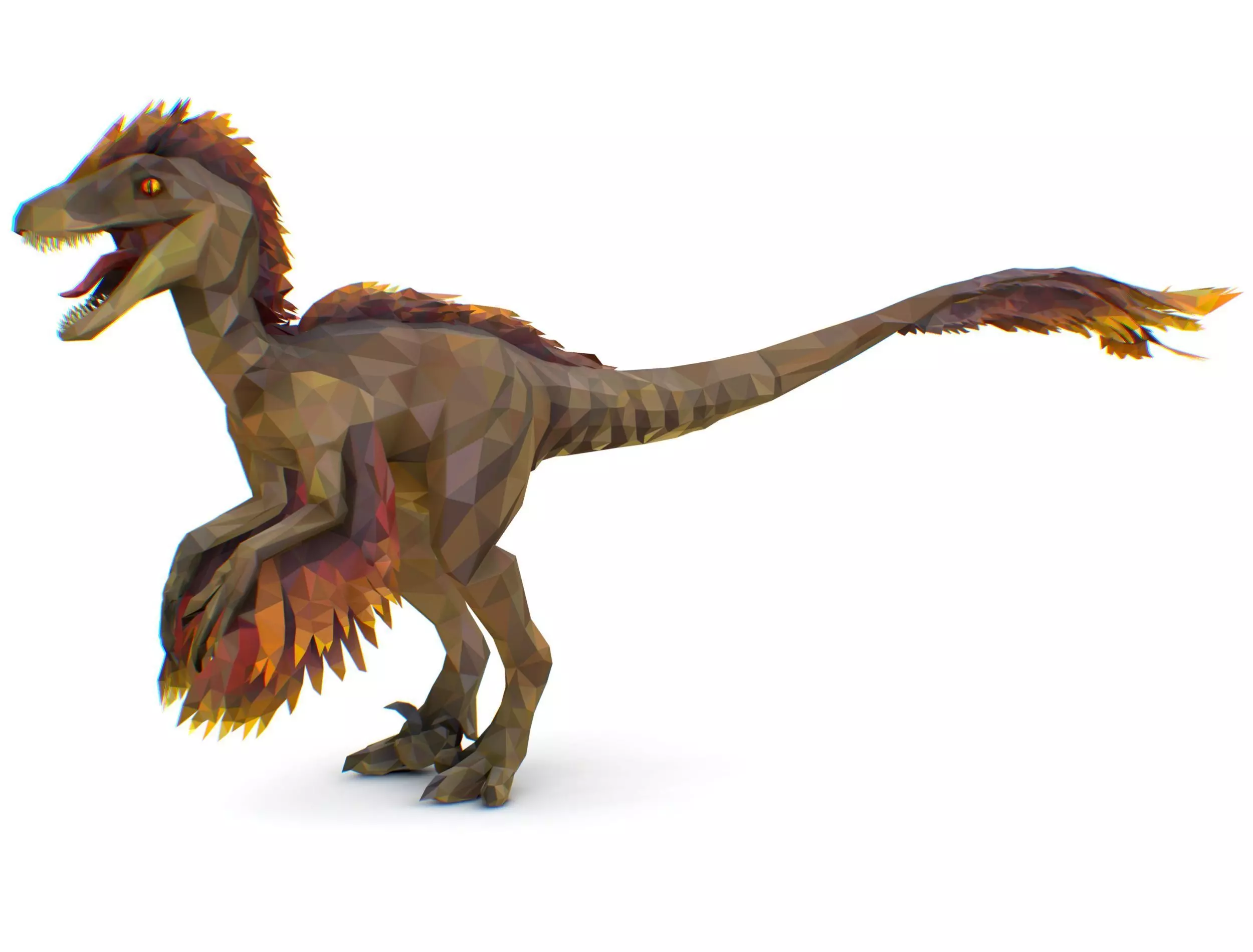 Dinosaur Raptor Feathered Lowpoly Art Animal Low-poly 3D model_0