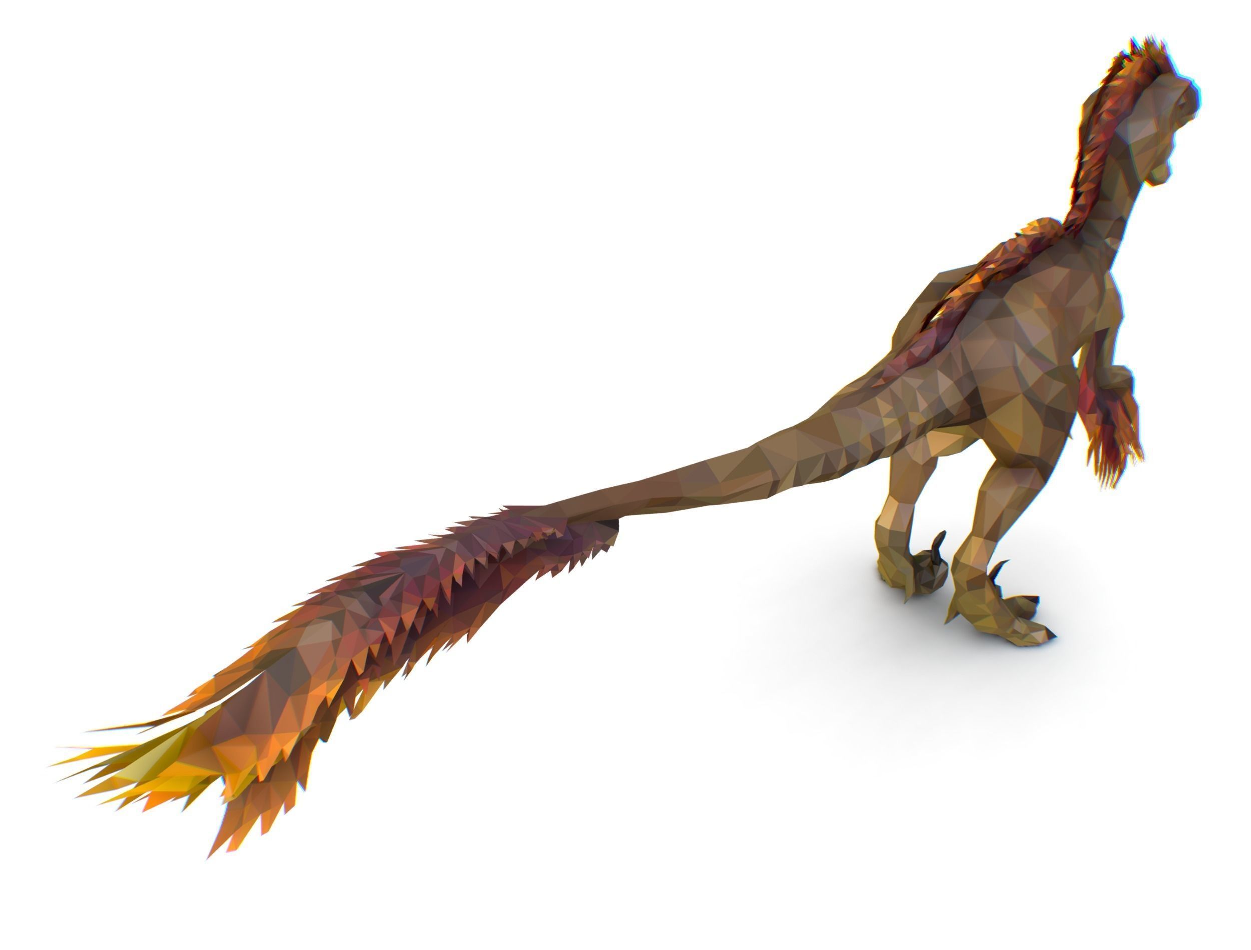 Dinosaur Raptor Feathered Lowpoly Art Animal Low-poly 3D model_31