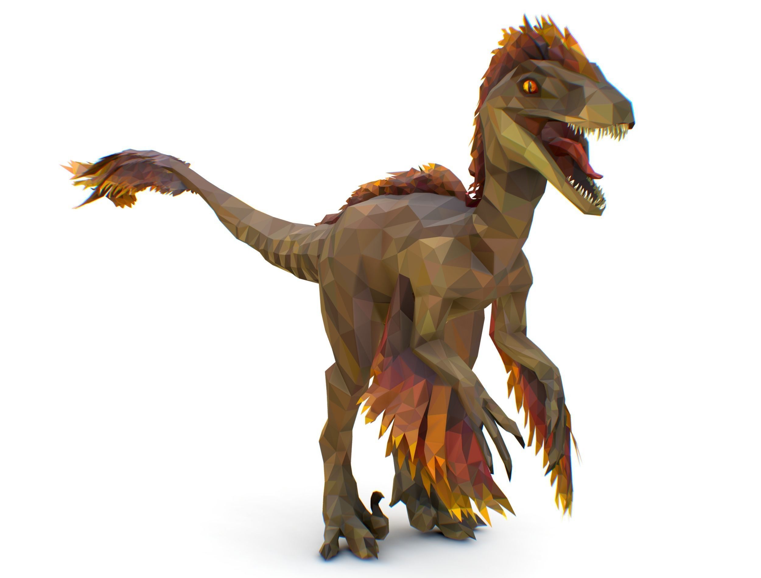 Dinosaur Raptor Feathered Lowpoly Art Animal Low-poly 3D model_9