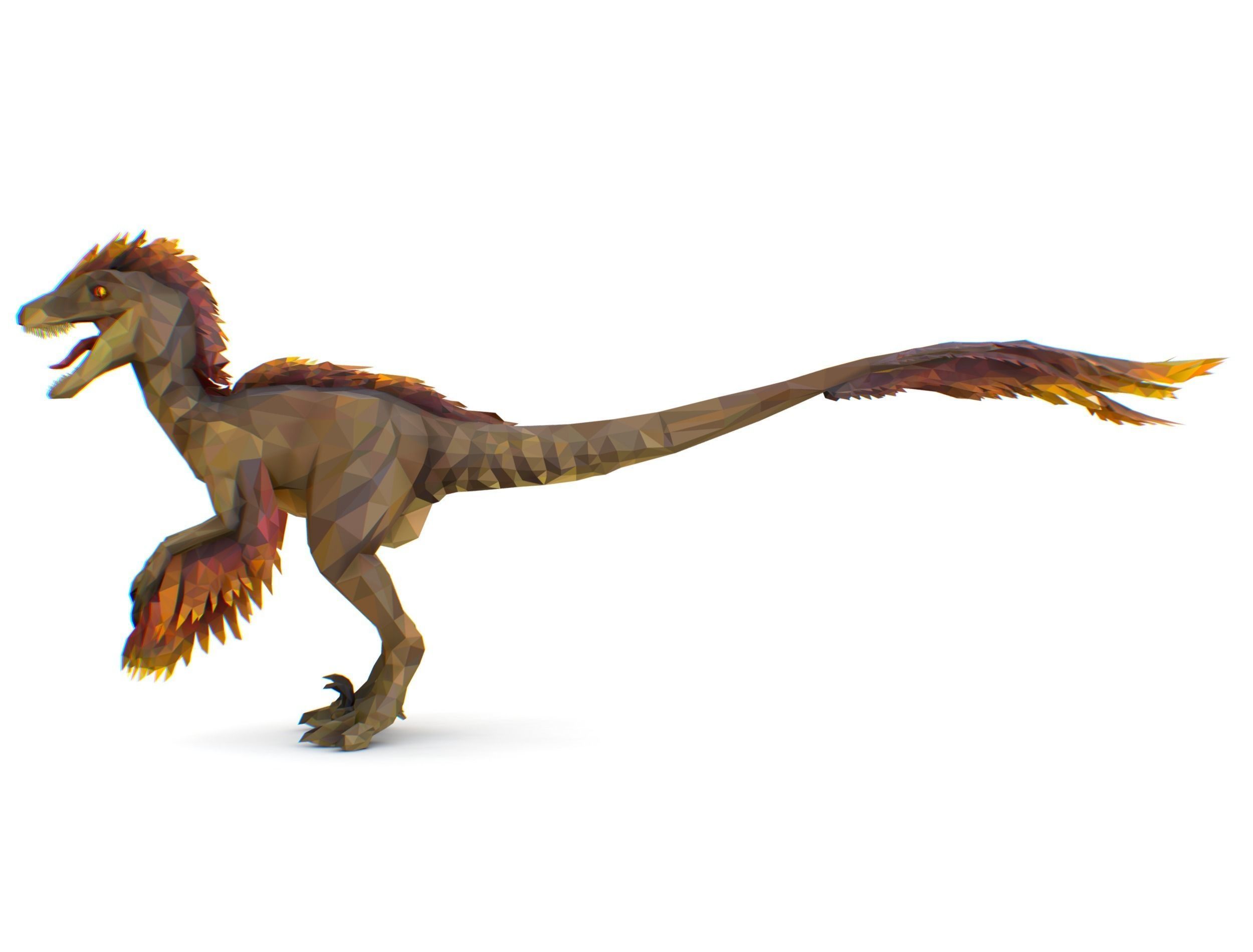 Dinosaur Raptor Feathered Lowpoly Art Animal Low-poly 3D model_23