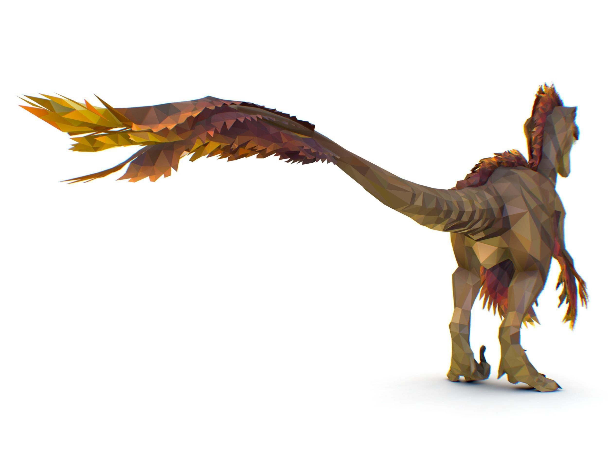 Dinosaur Raptor Feathered Lowpoly Art Animal Low-poly 3D model_16