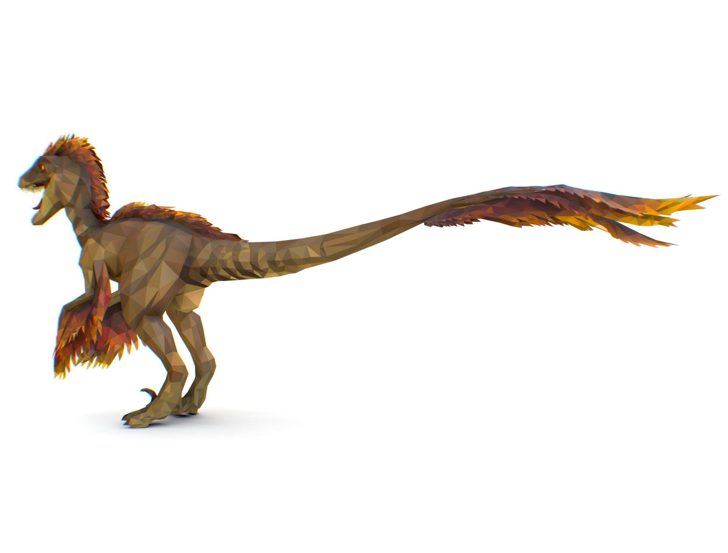 Dinosaur Raptor Feathered Lowpoly Art Animal Low-poly 3D model_22