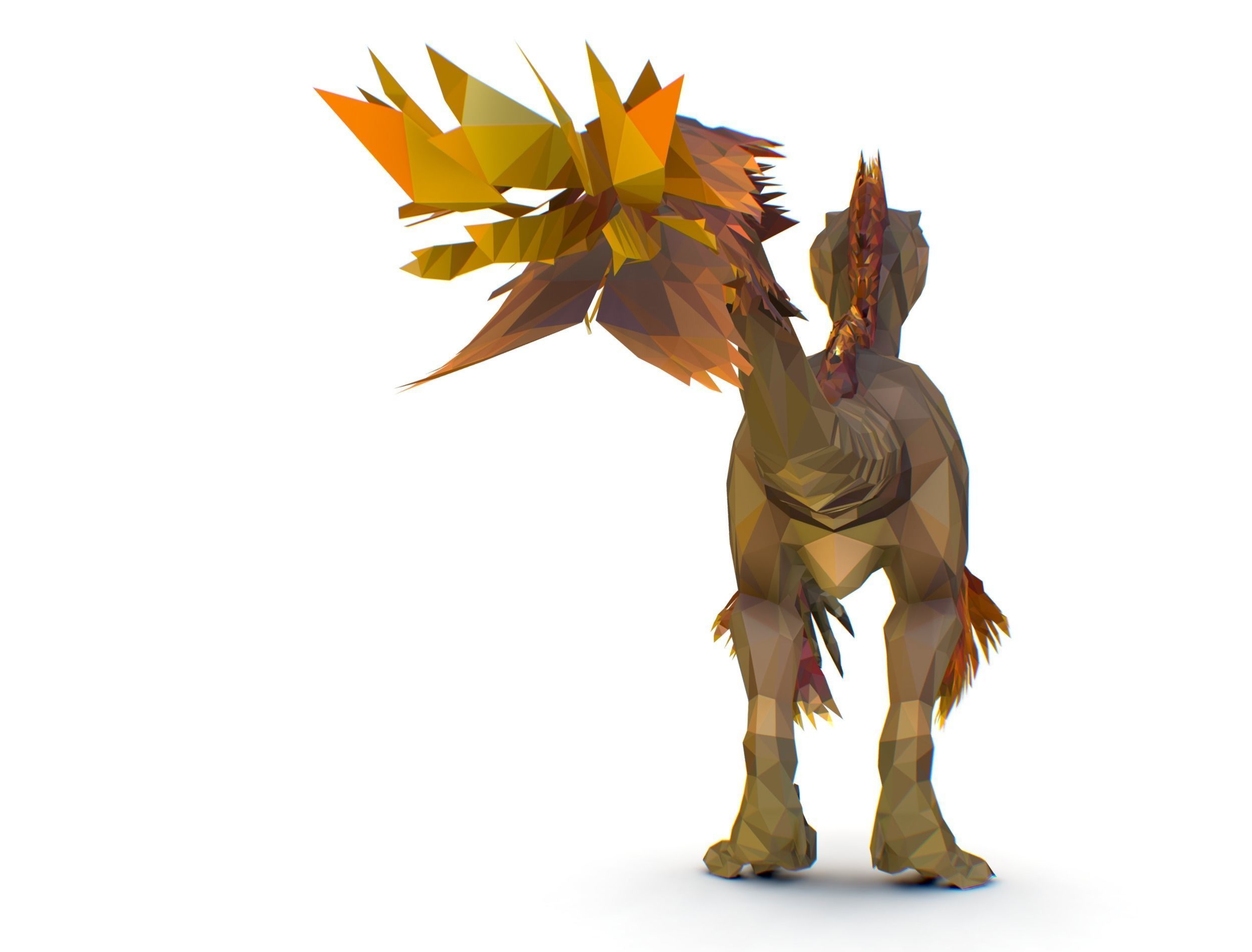 Dinosaur Raptor Feathered Lowpoly Art Animal Low-poly 3D model_18