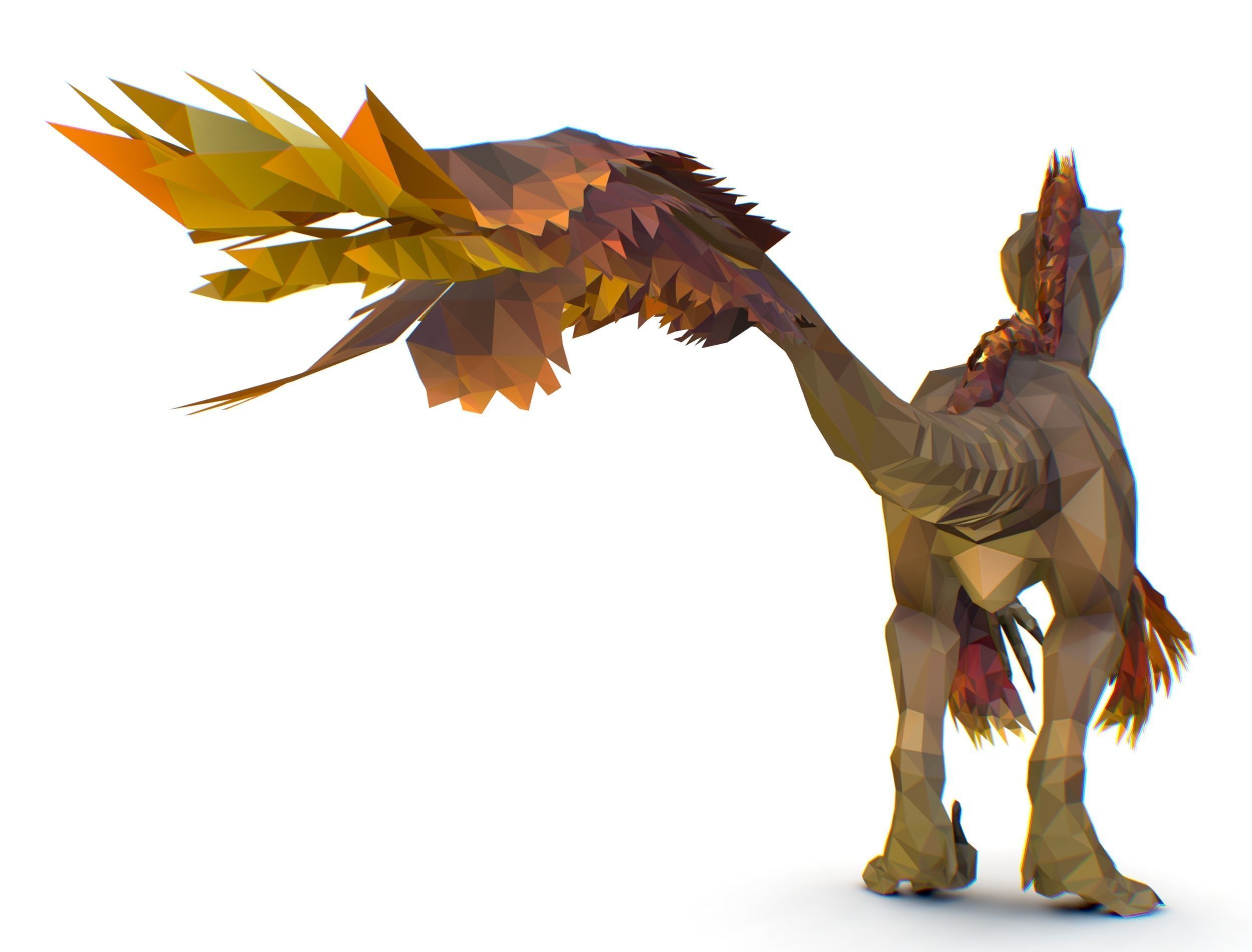 Dinosaur Raptor Feathered Lowpoly Art Animal Low-poly 3D model_17