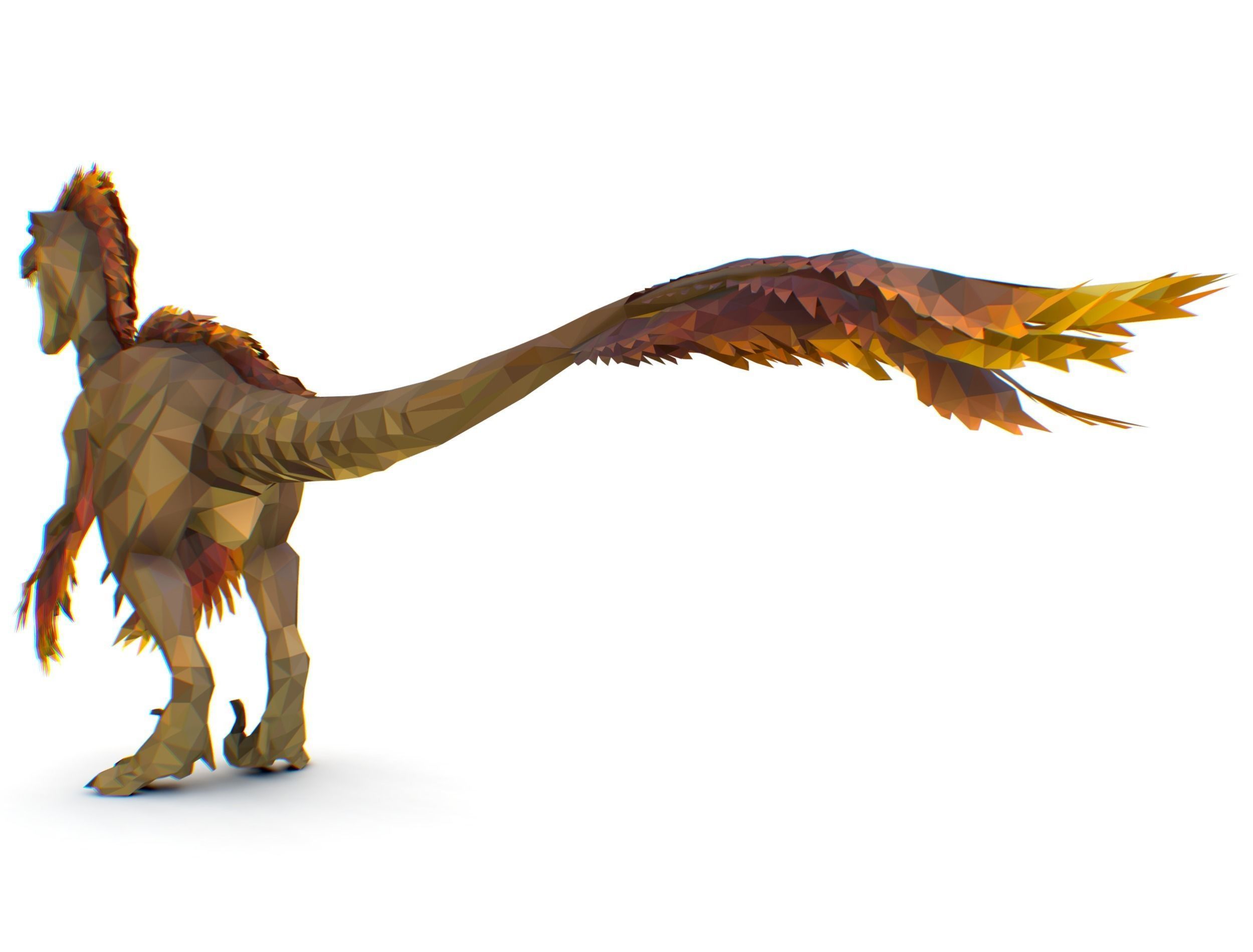 Dinosaur Raptor Feathered Lowpoly Art Animal Low-poly 3D model_21