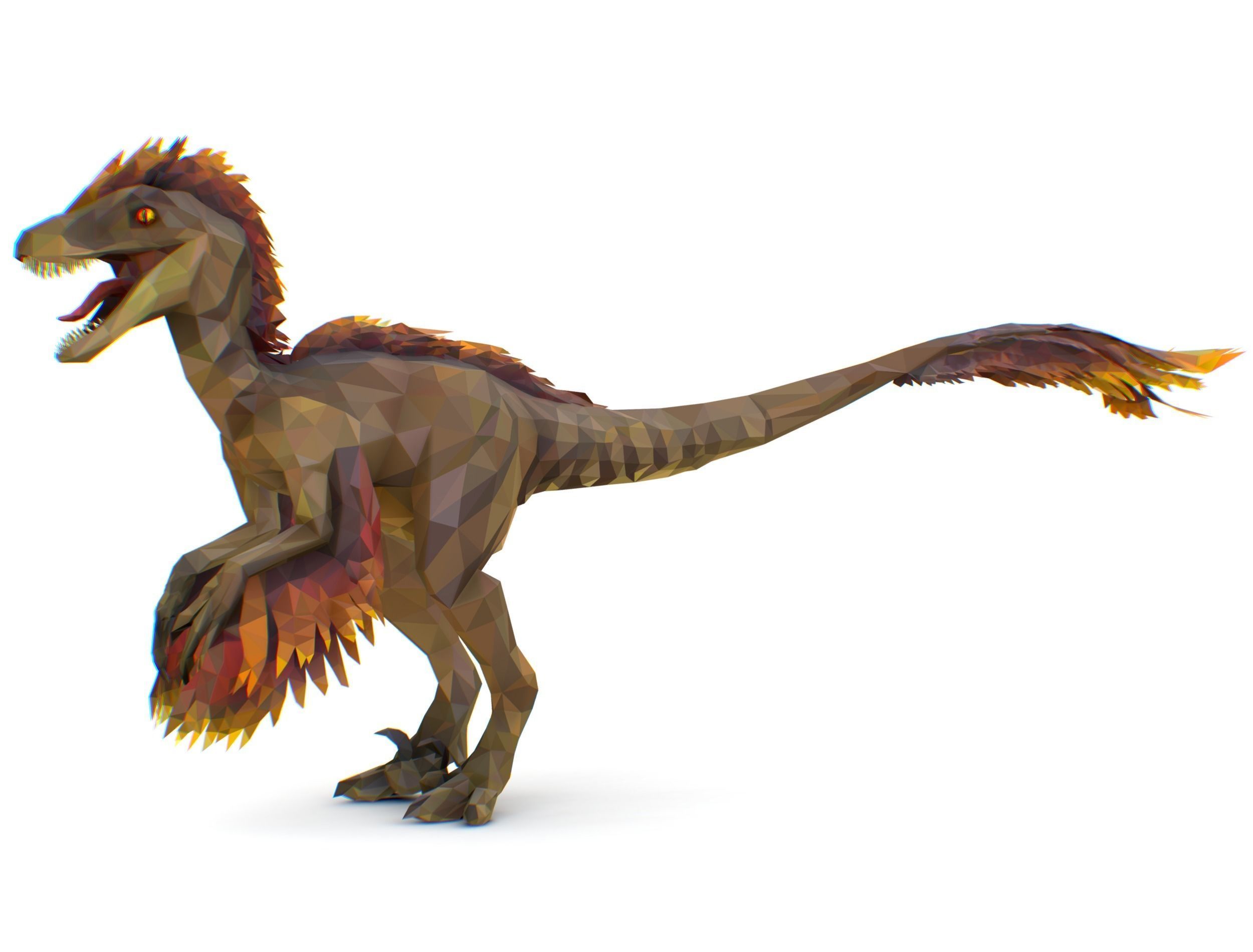 Dinosaur Raptor Feathered Lowpoly Art Animal Low-poly 3D model_24