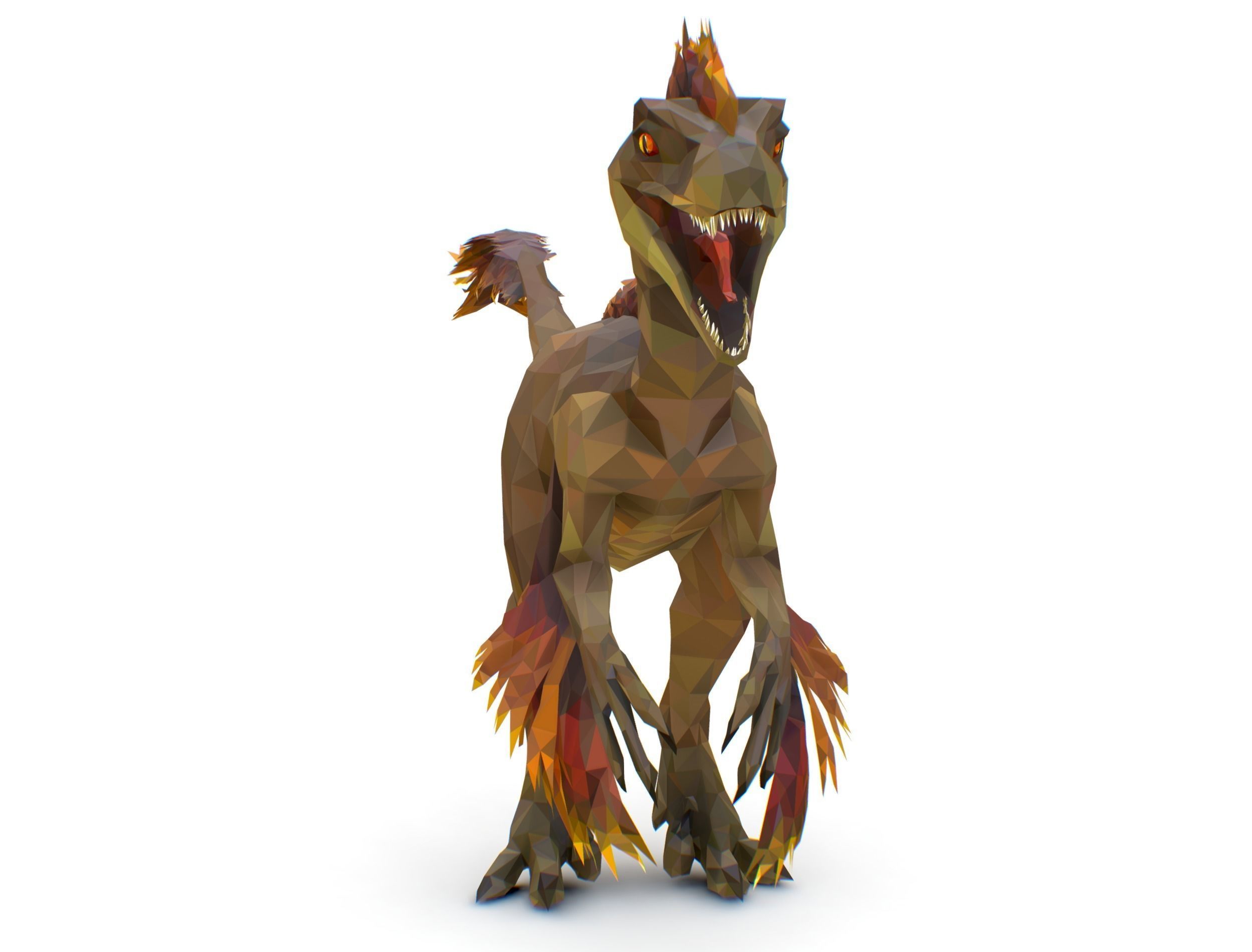 Dinosaur Raptor Feathered Lowpoly Art Animal Low-poly 3D model_7