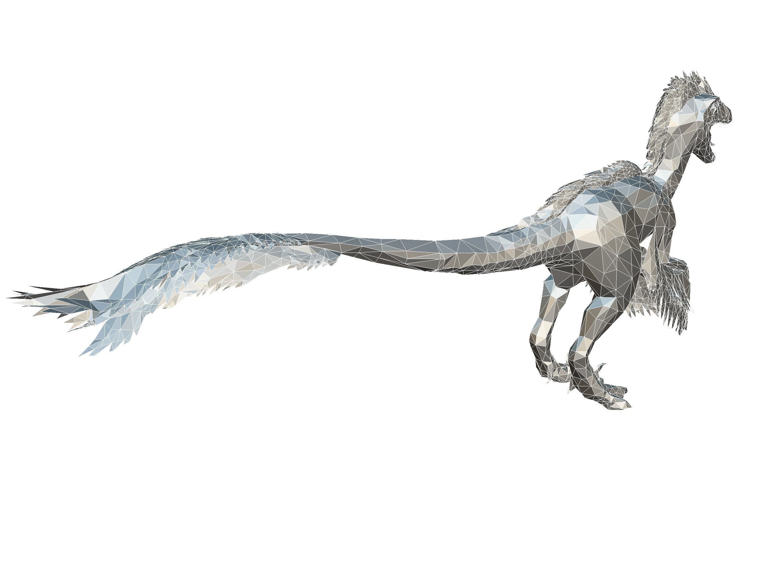 Dinosaur Raptor Feathered Lowpoly Art Animal Low-poly 3D model_36