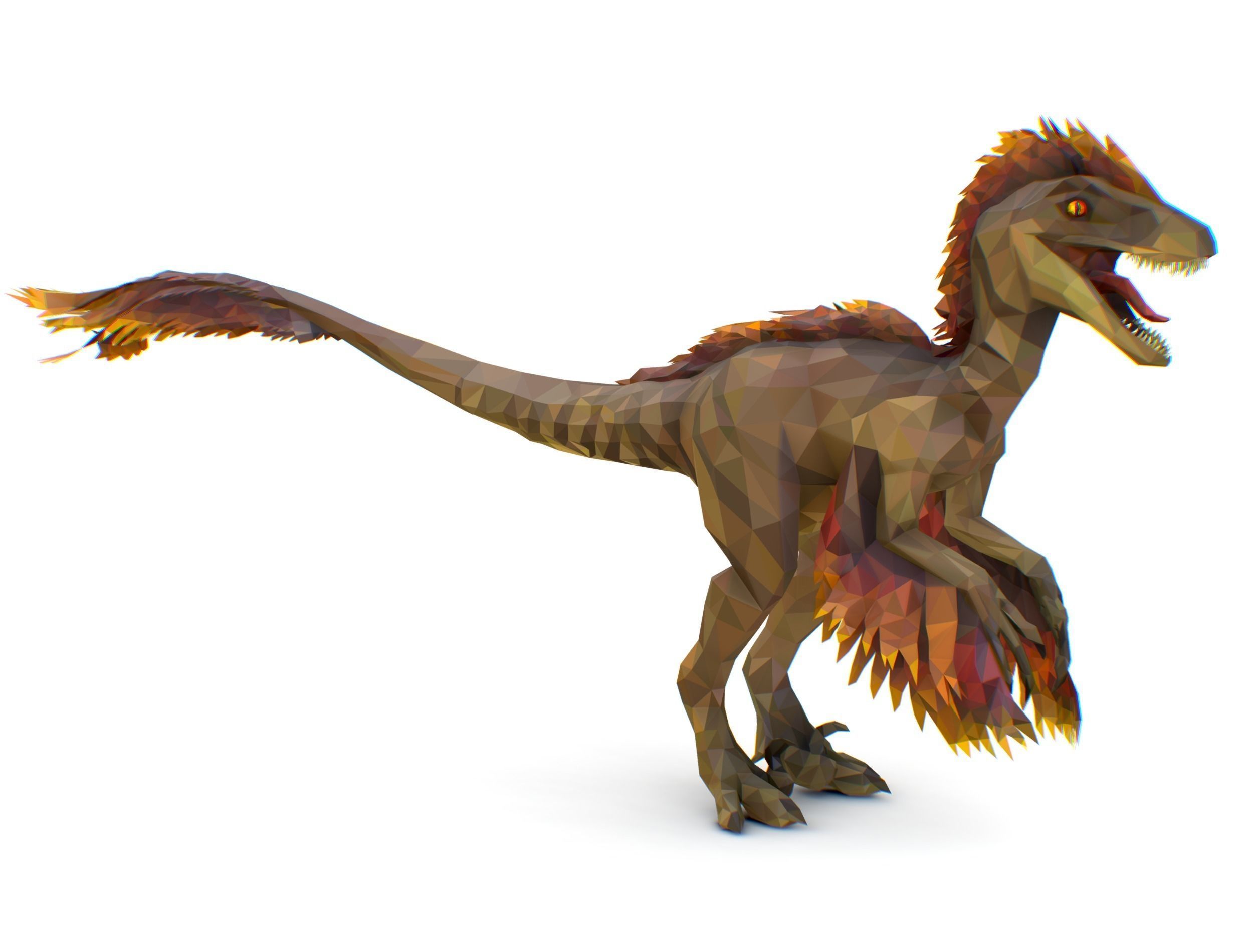 Dinosaur Raptor Feathered Lowpoly Art Animal Low-poly 3D model_10