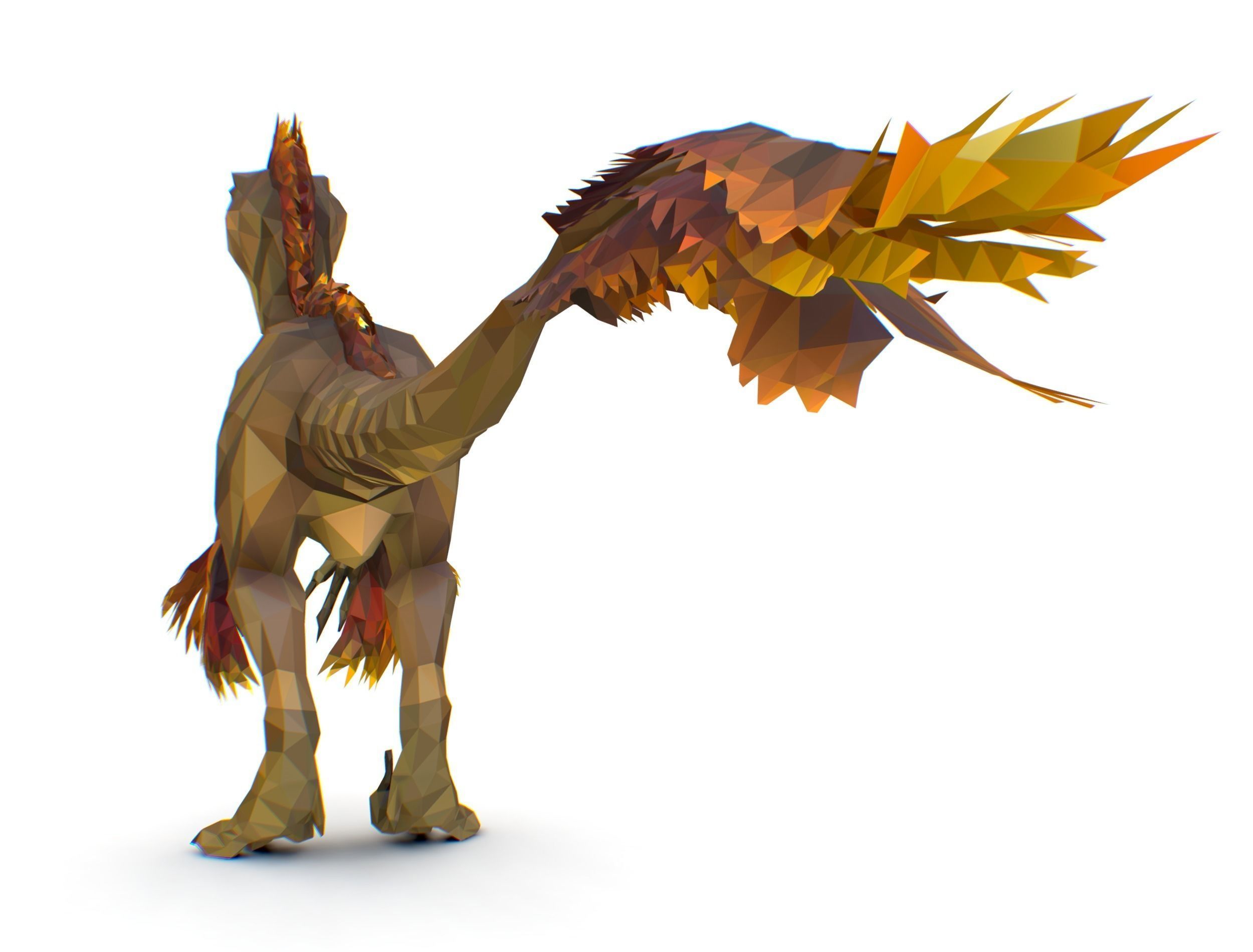 Dinosaur Raptor Feathered Lowpoly Art Animal Low-poly 3D model_20