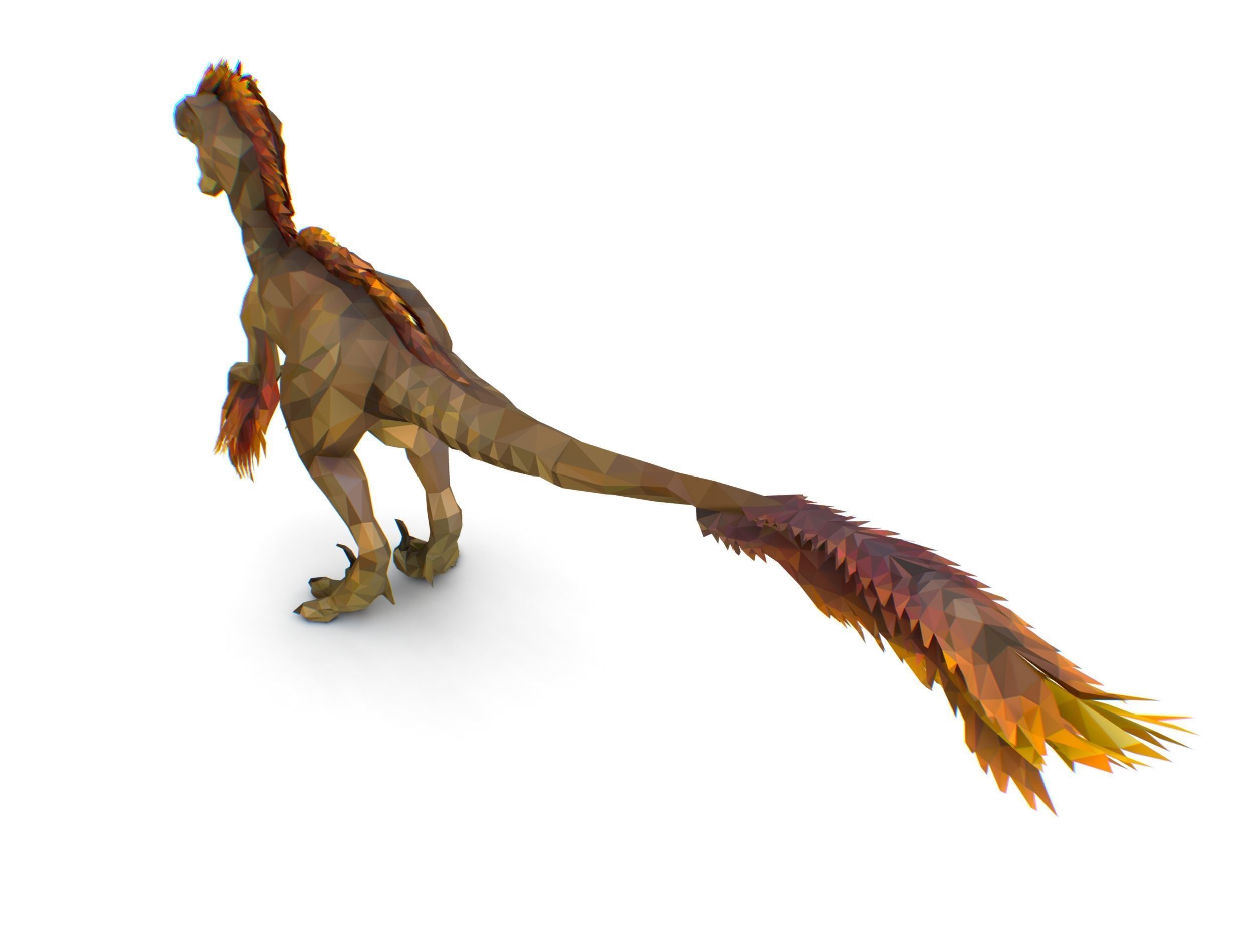 Dinosaur Raptor Feathered Lowpoly Art Animal Low-poly 3D model_32