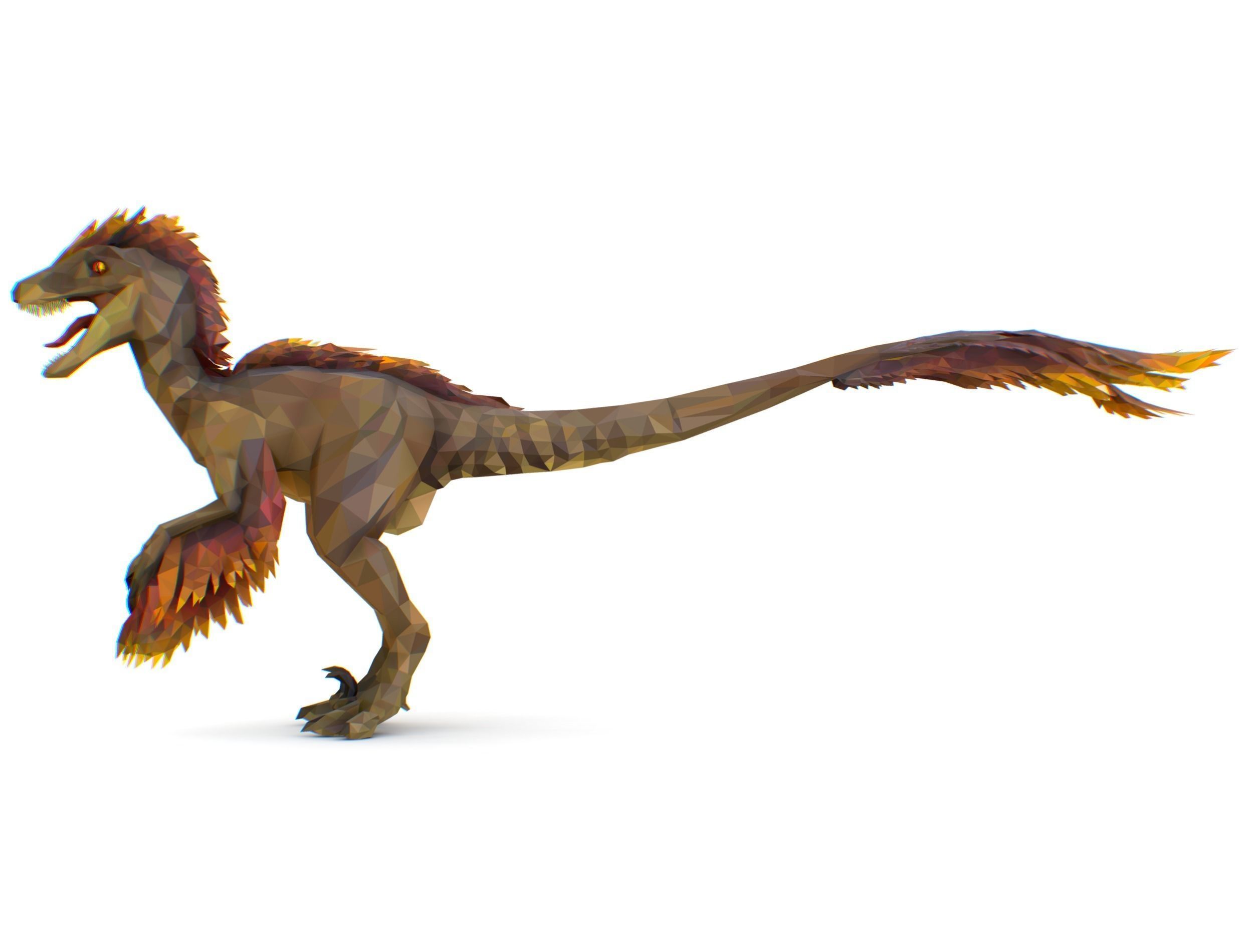 Dinosaur Raptor Feathered Lowpoly Art Animal Low-poly 3D model_25