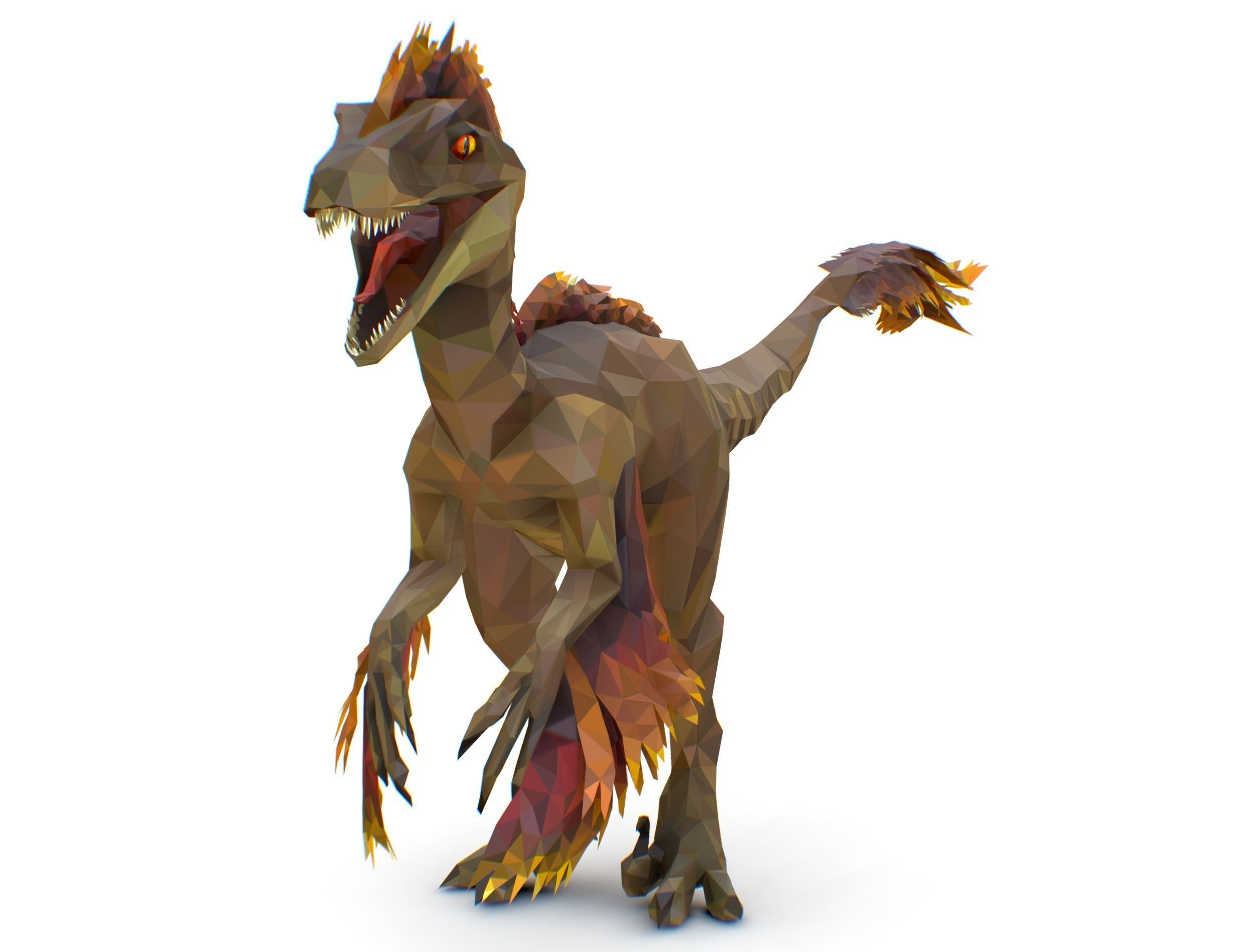 Dinosaur Raptor Feathered Lowpoly Art Animal Low-poly 3D model_4