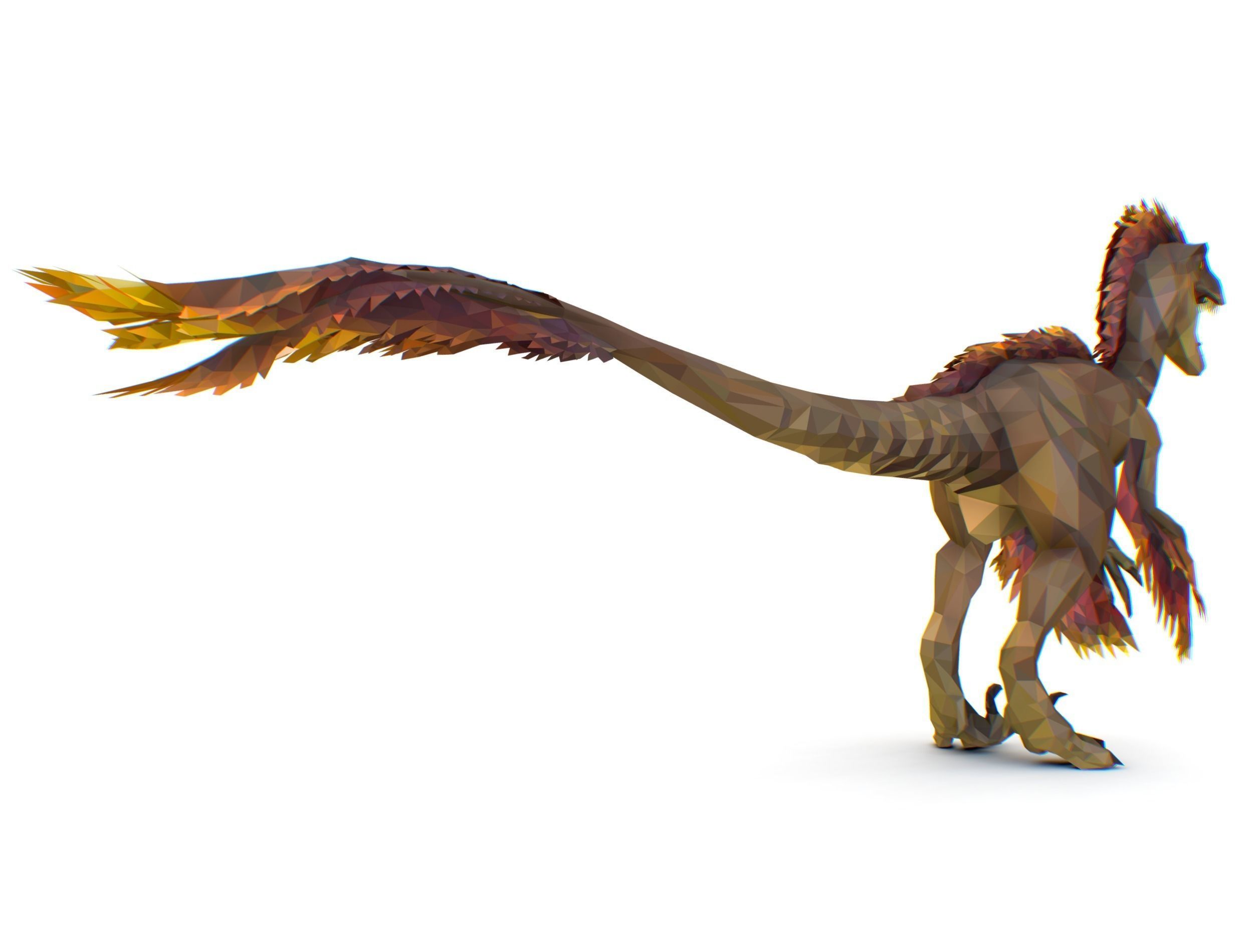 Dinosaur Raptor Feathered Lowpoly Art Animal Low-poly 3D model_15