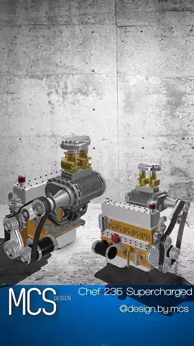 Chev 235 i6 Engine Supercharged Scot 3D print model