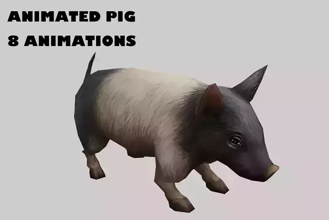 animated pig Low-poly 3D model