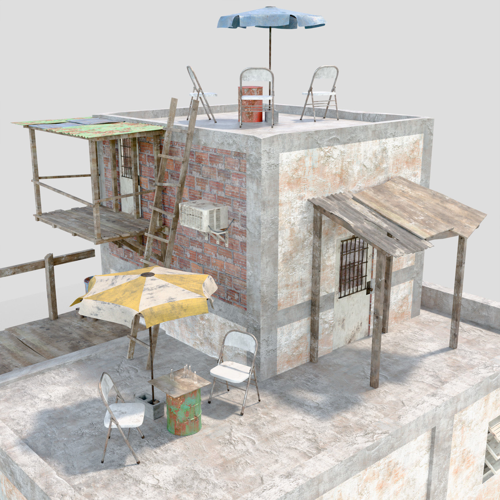 Slum  Favela Low-poly 3D model_6