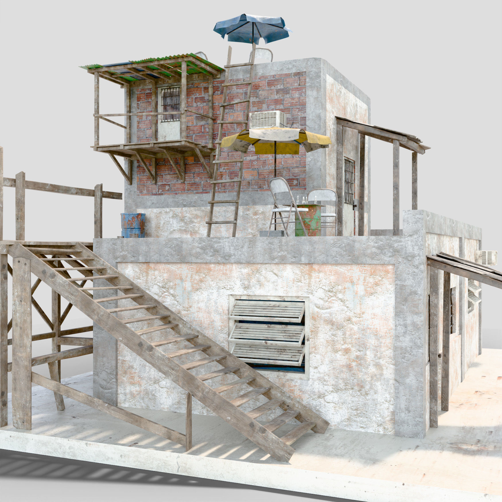 Slum  Favela Low-poly 3D model_7