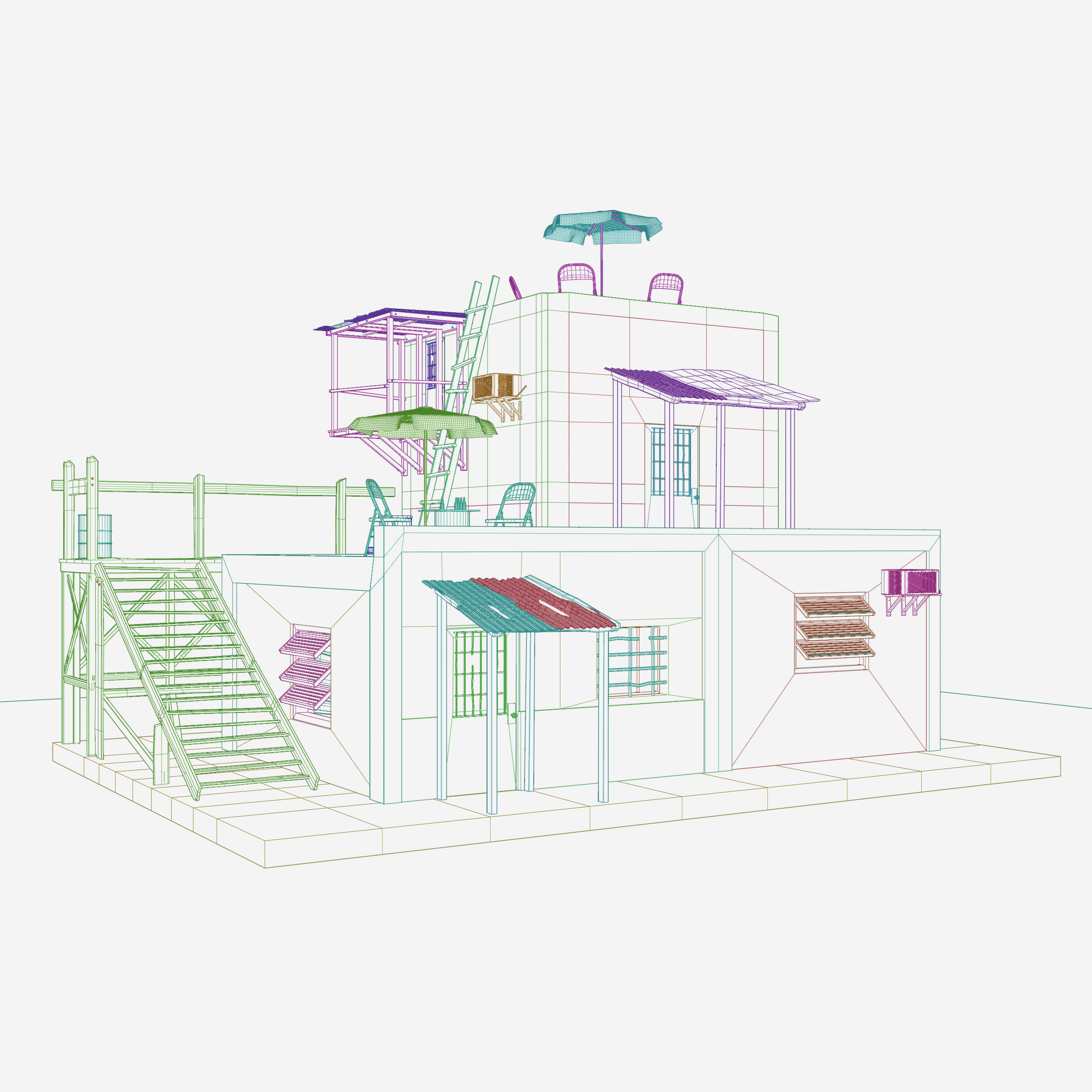 Slum  Favela Low-poly 3D model_9