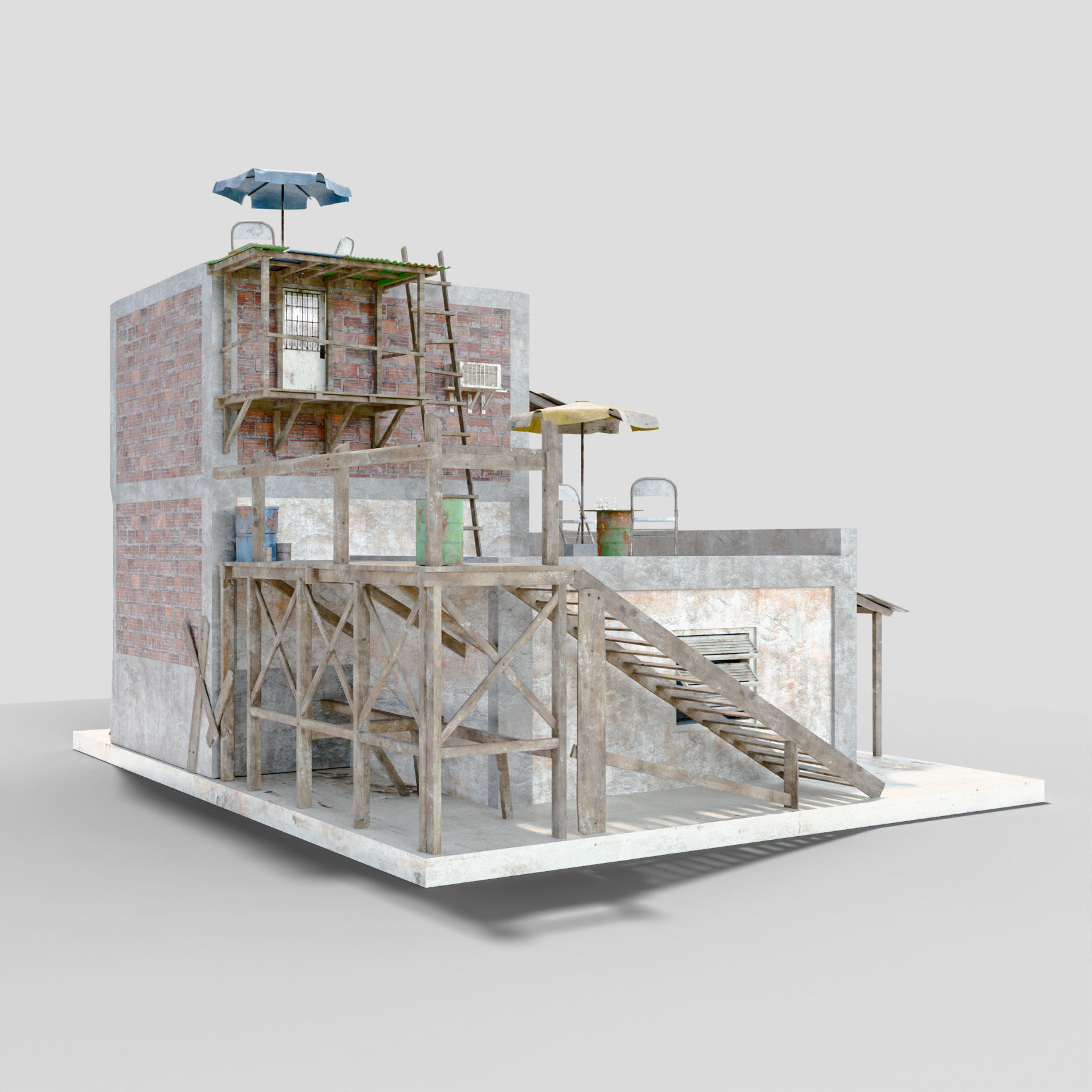 Slum  Favela Low-poly 3D model_3