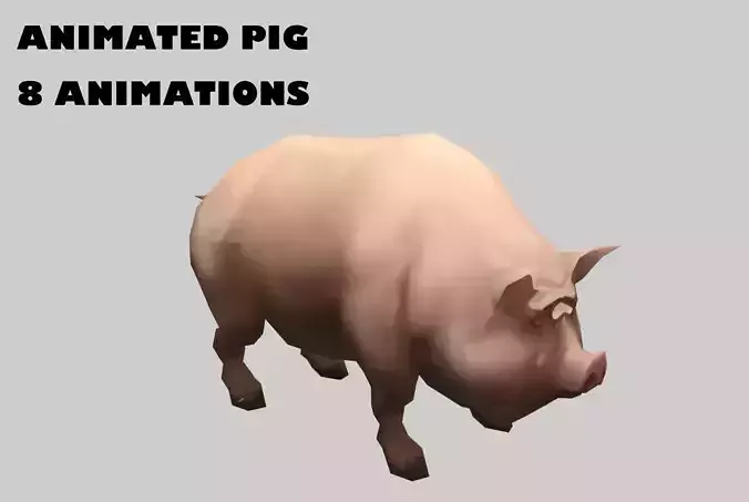 animated pig swine Low-poly 3D model
