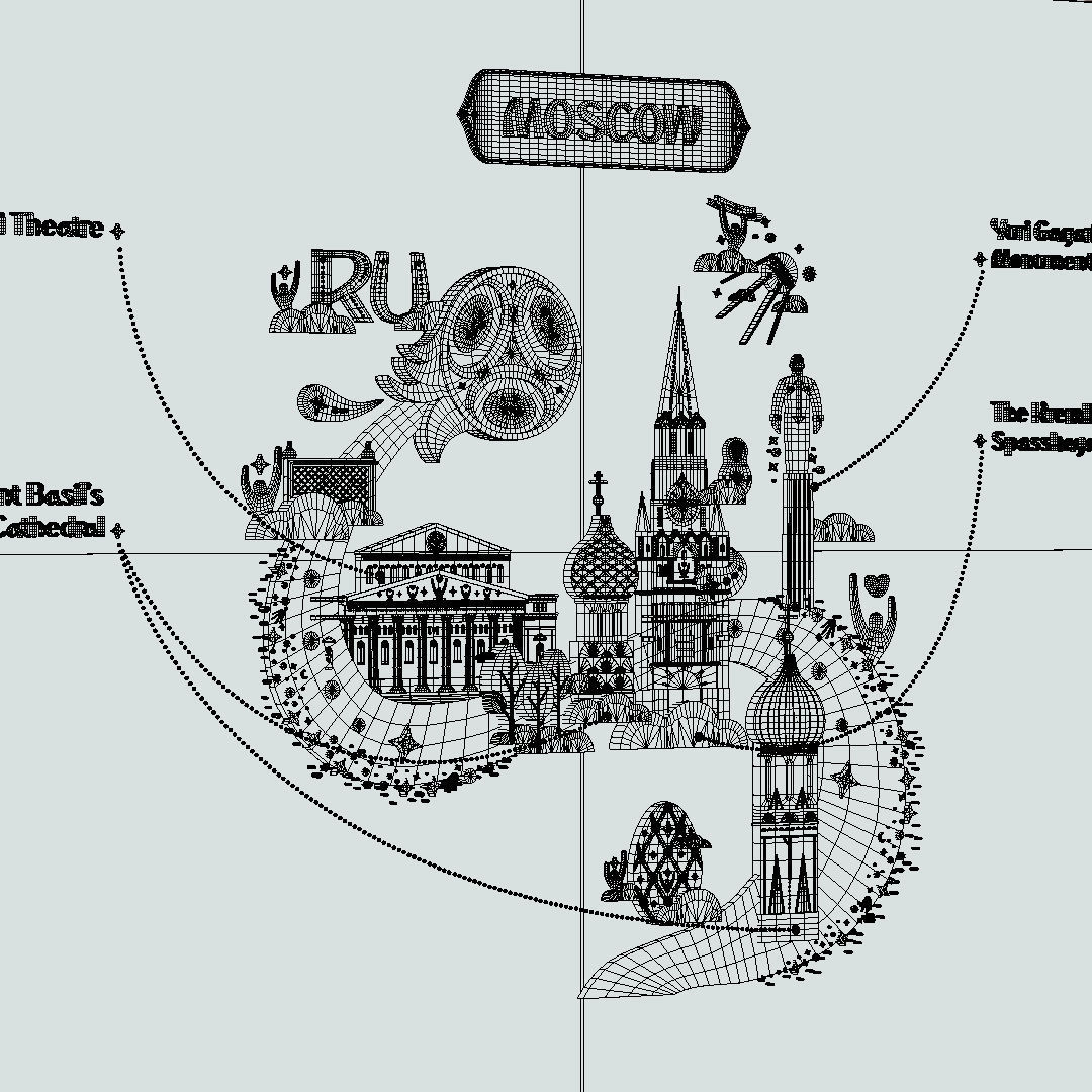 Russian classical ornaments in vector 3d Texture MOSCOW Texture_26